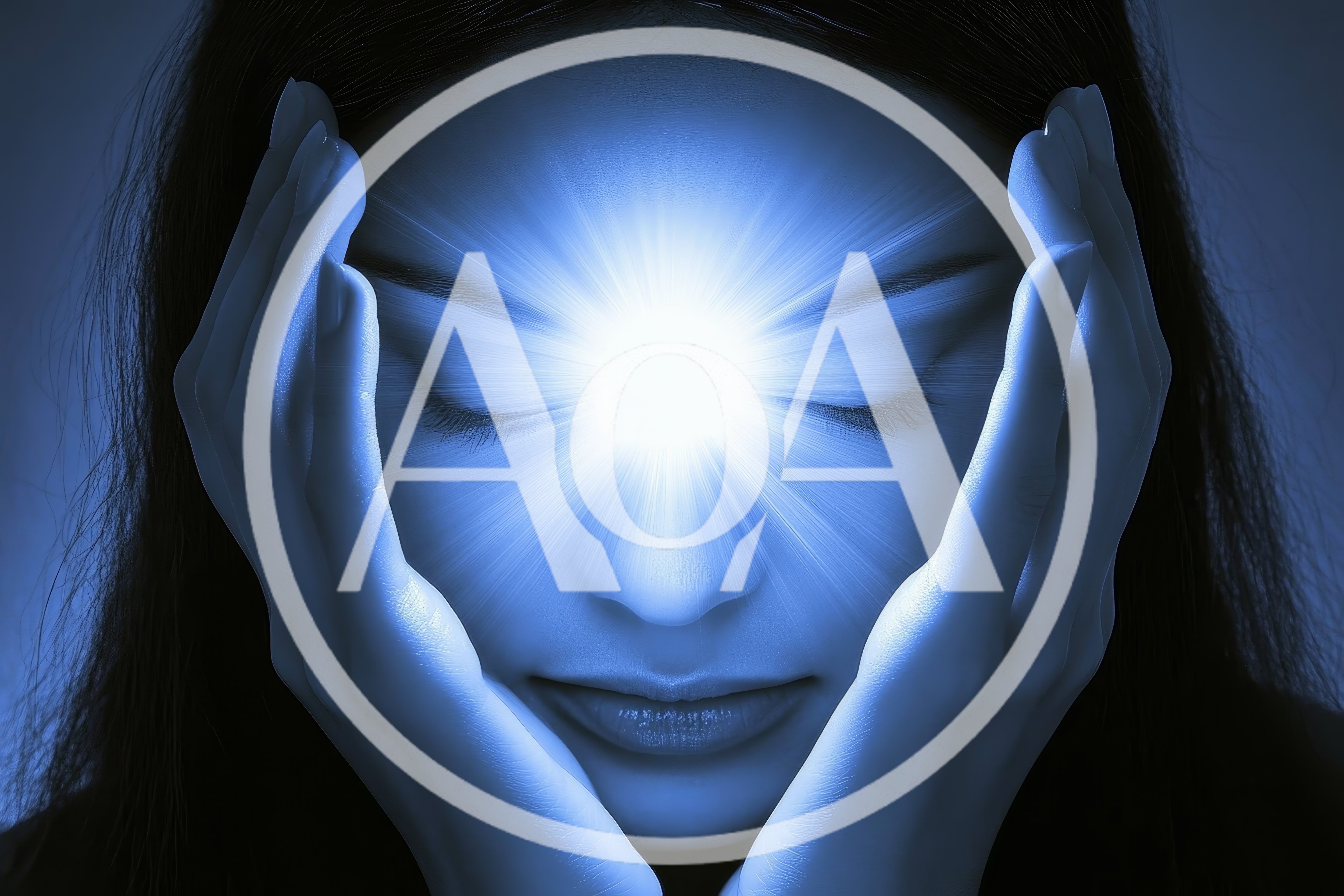 Woman Meditating With Glowing Third Eye Chakra