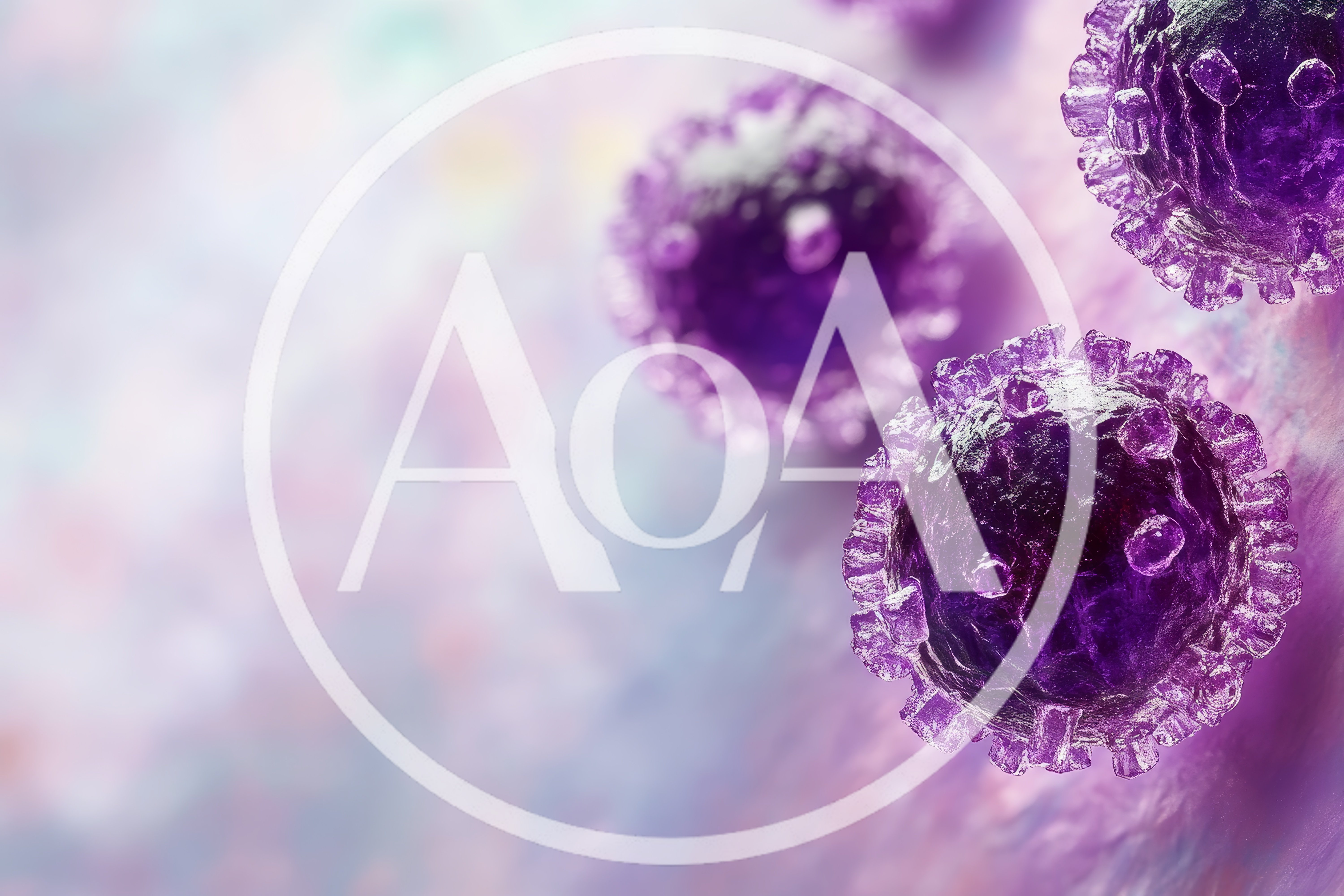 Microscopic View Of Purple Viral Particles