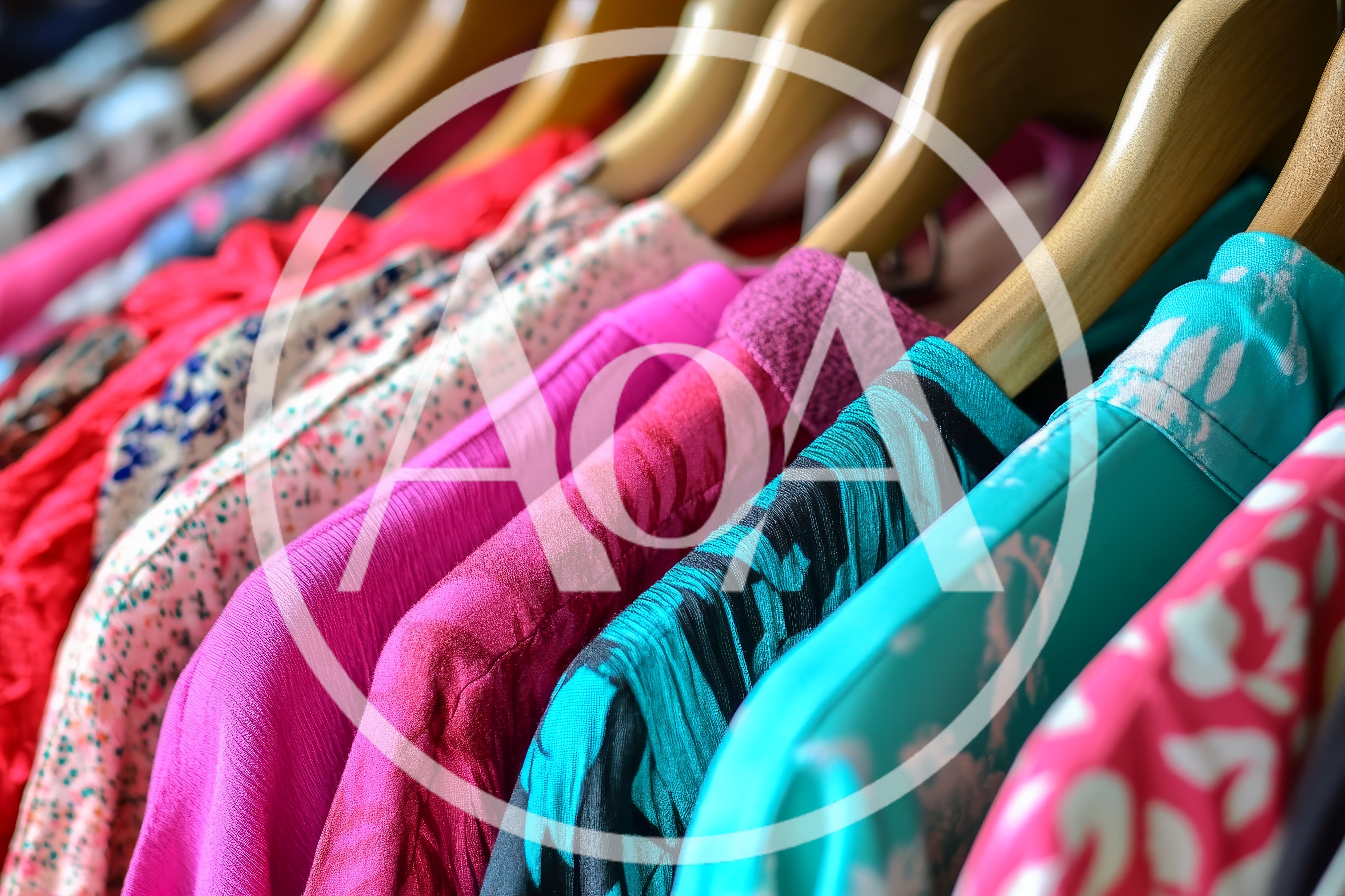 Colorful Women Clothing Hanging On A Rack