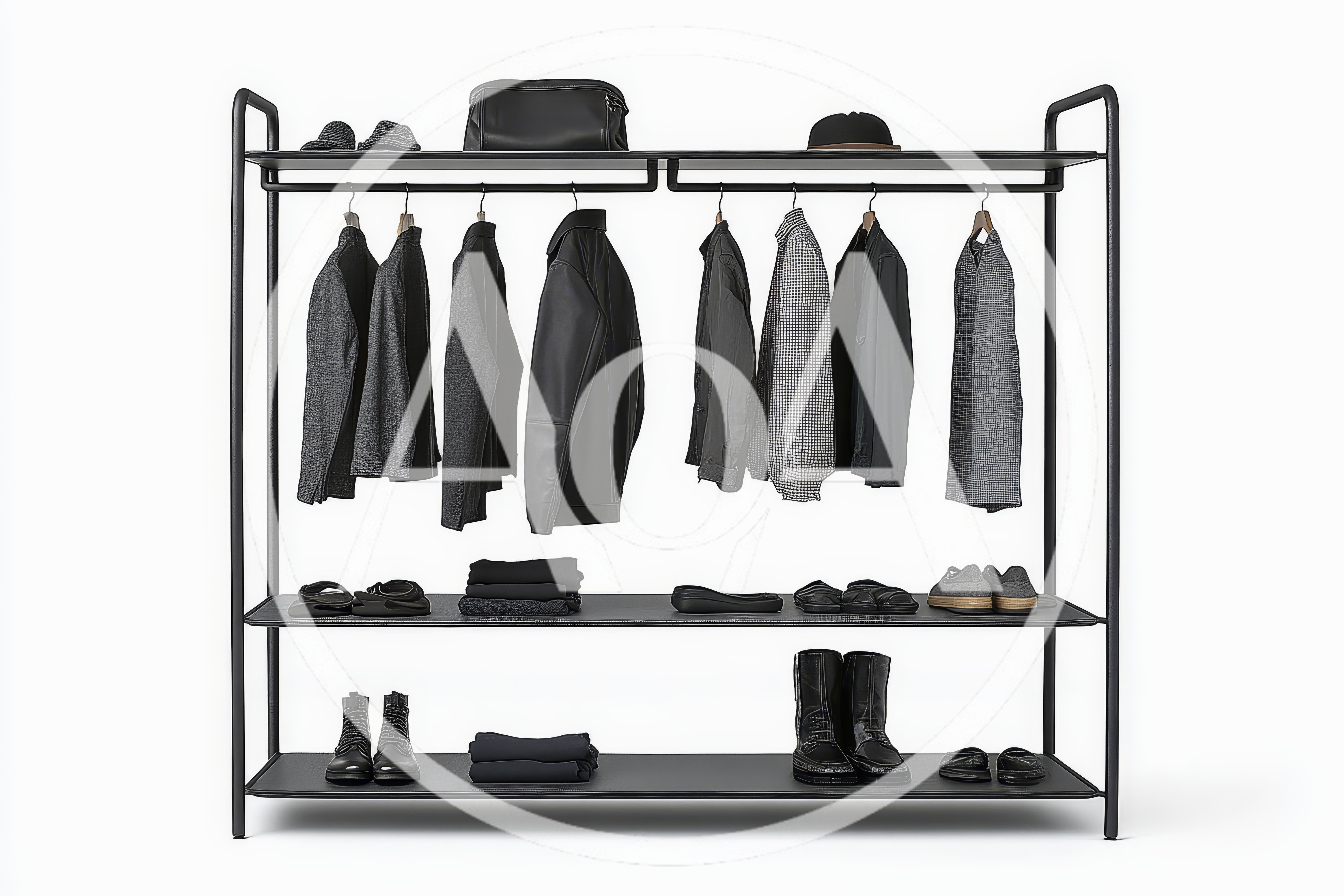 Modern Minimalist Clothing Rack With Organized Apparel