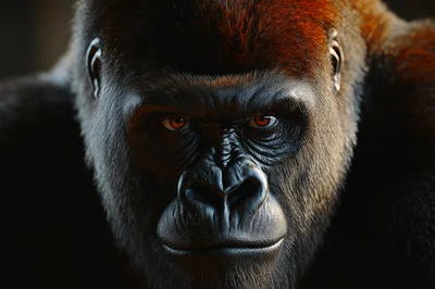 Close Up Portrait Of A Silverback Gorilla