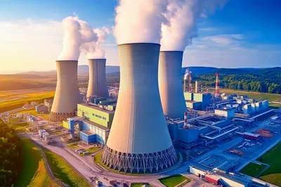Aerial View Of A Large Nuclear Power Plant