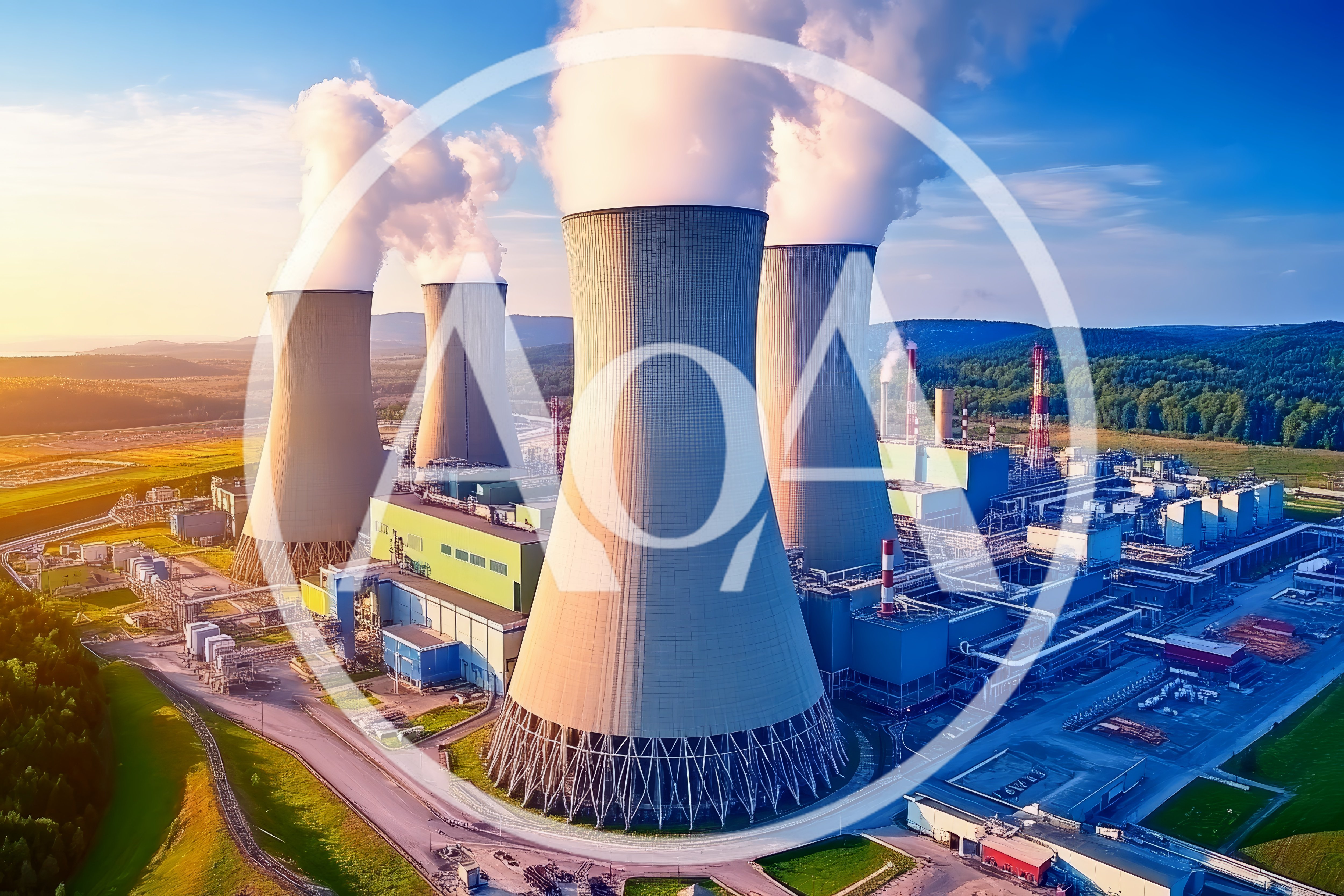 Aerial View Of A Large Nuclear Power Plant
