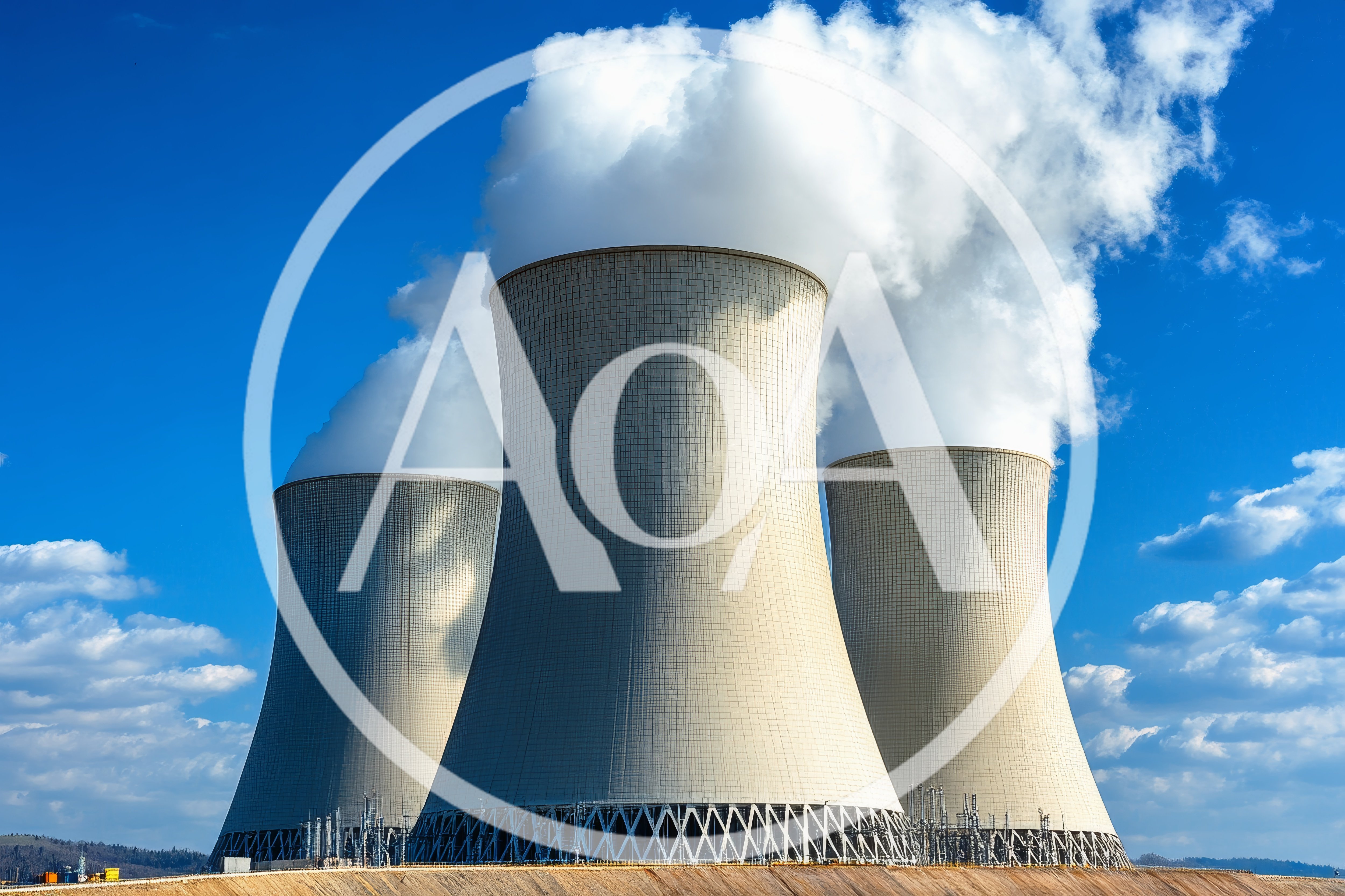 Three Large Nuclear Power Plant Cooling Towers
