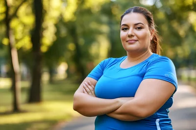 Confident Plus Size Woman Standing In A Park