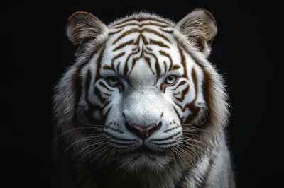 Close Up Portrait Of A Majestic White Tiger
