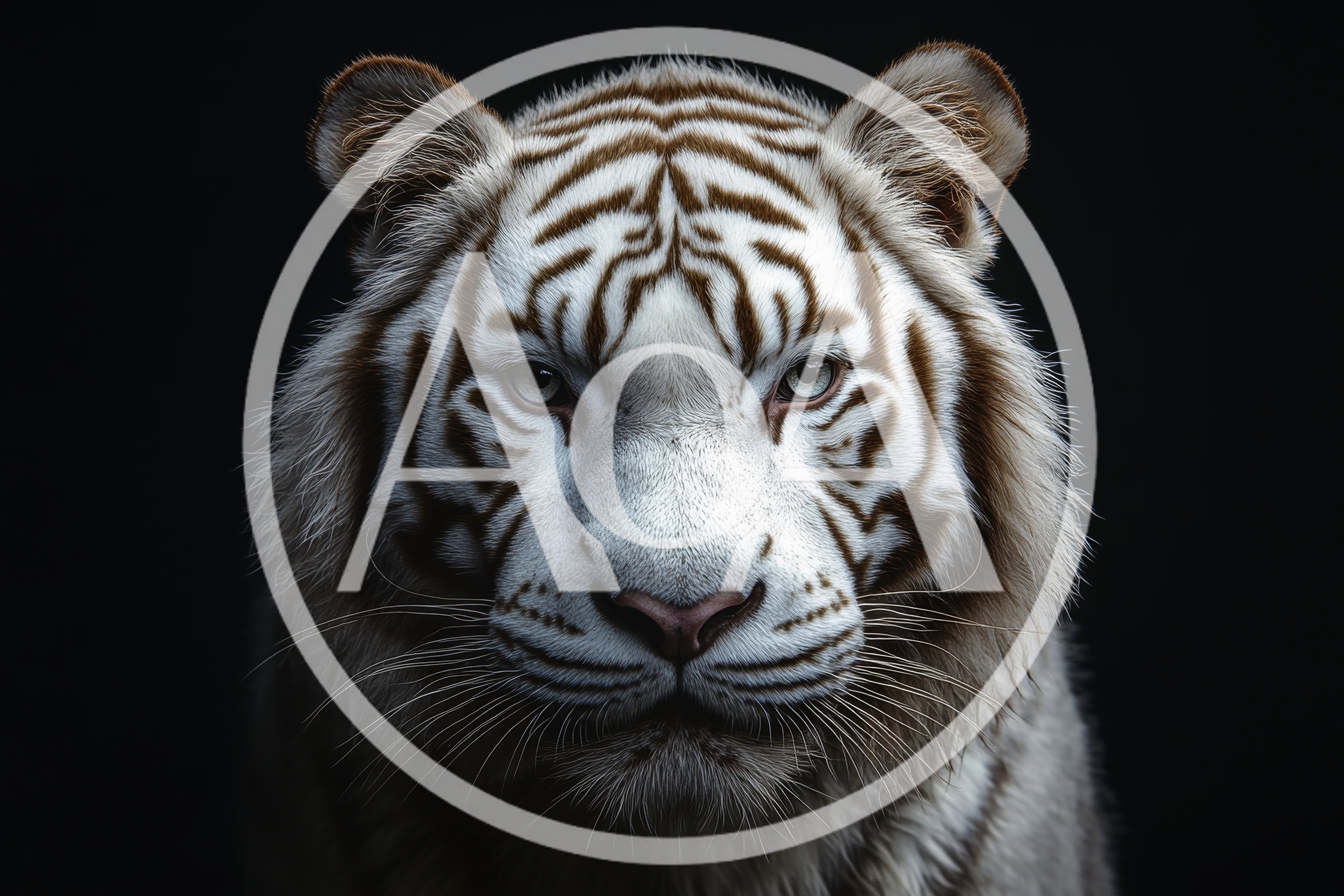 Close Up Portrait Of A Majestic White Tiger
