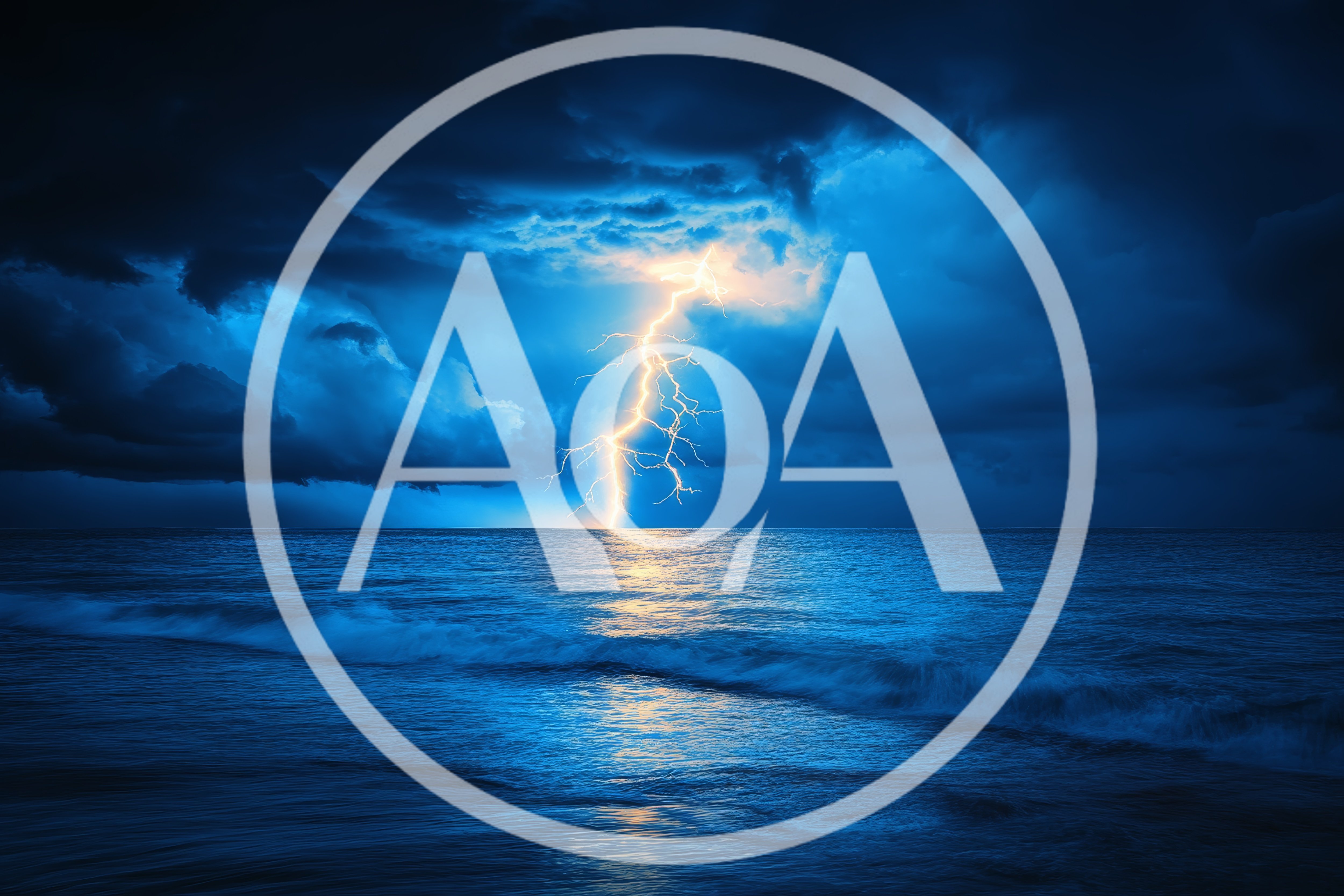 Lightning Bolt Striking The Ocean Surface At Night