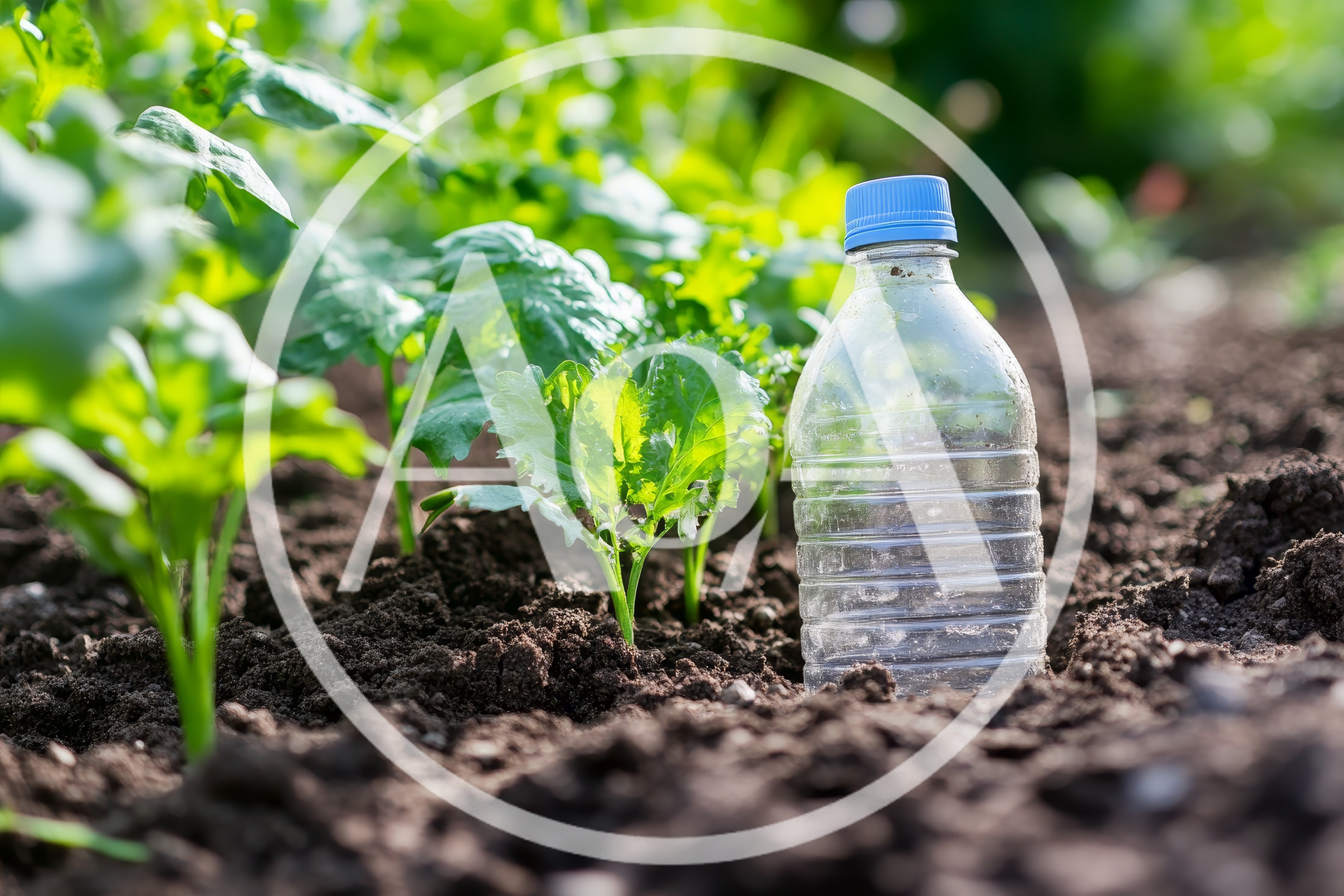 Plastic Bottle Used As A Mini Greenhouse In Garden