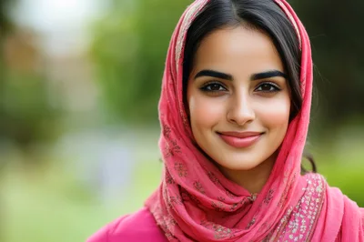 Portrait Of A Smiling Young Woman Wearing A Hijab