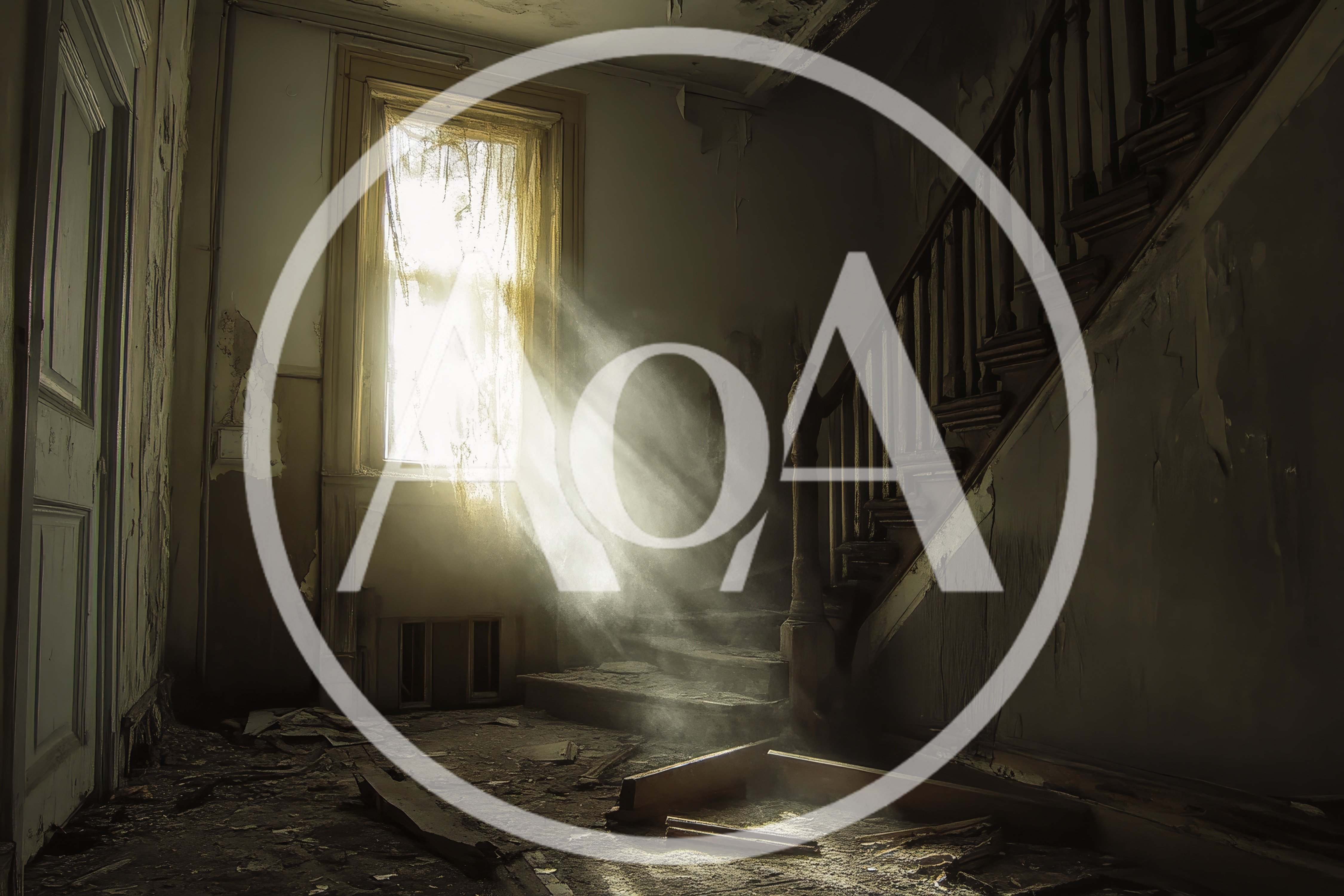 Sunlight Streaming Through Window In Abandoned Dilapidated House