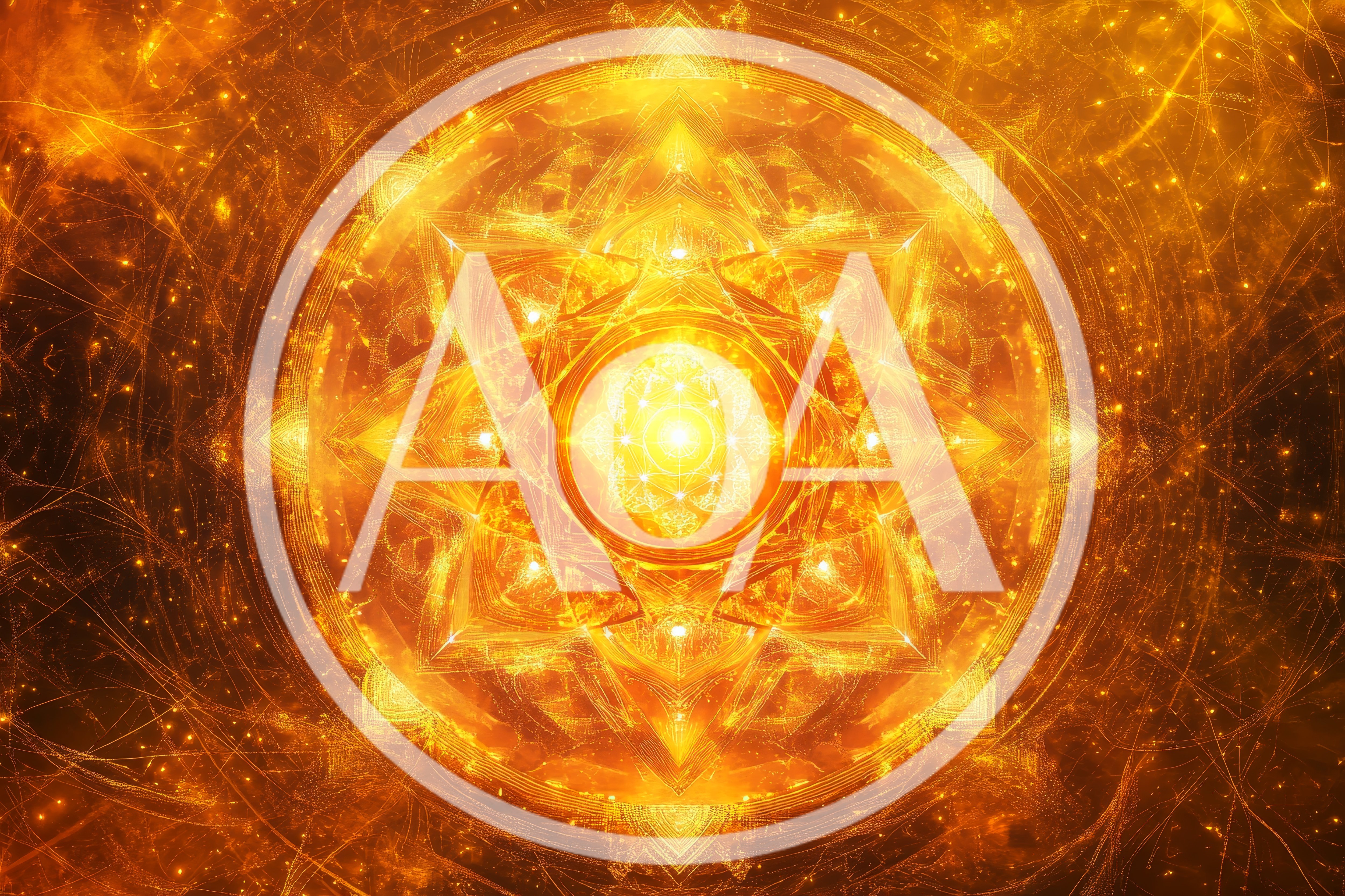 Golden Sacred Geometry Mandala With Radiant Light