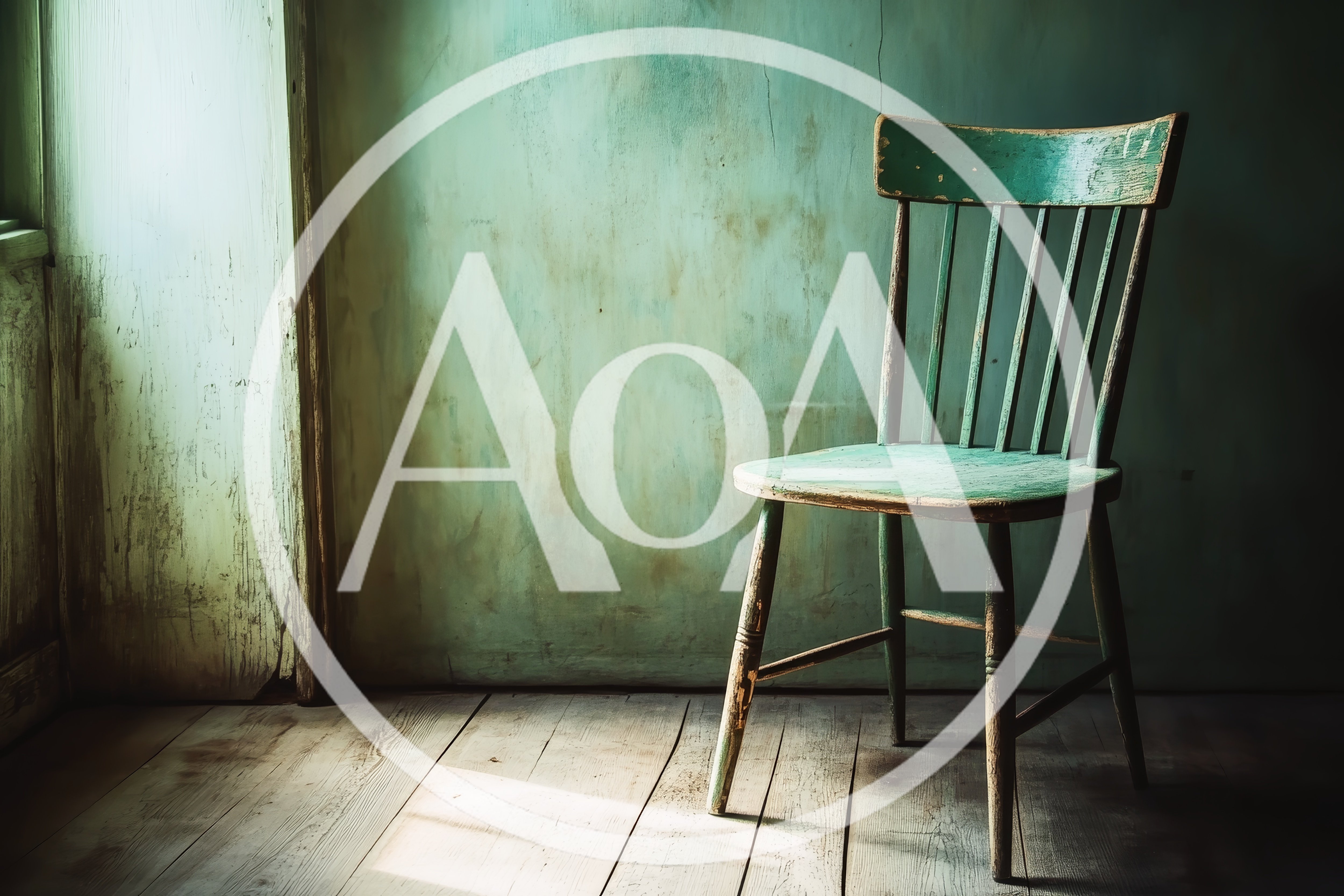 Distressed Green Wooden Chair In A Rustic Room