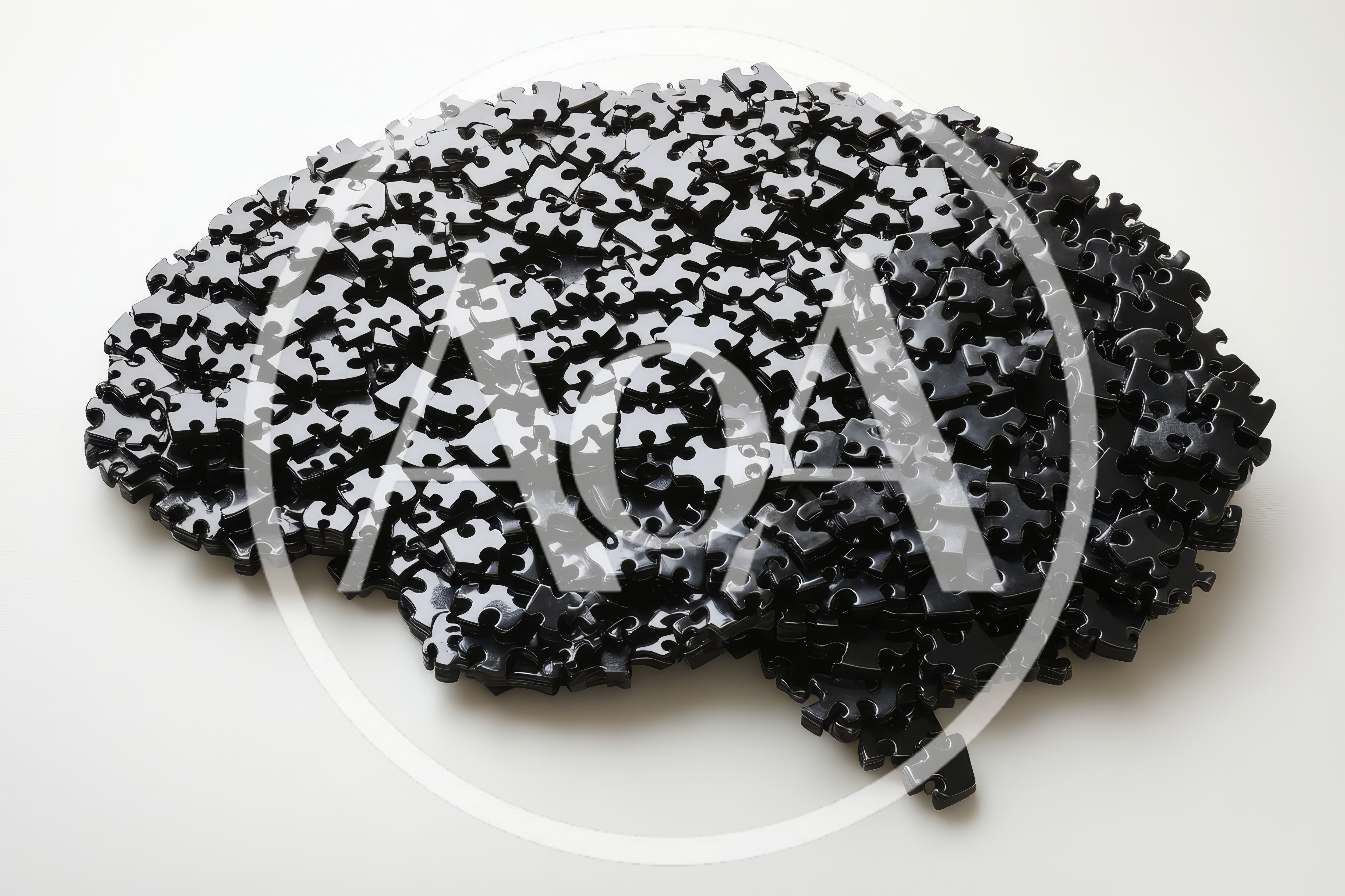 Black Jigsaw Puzzle Pieces Arranged In Brain Shape