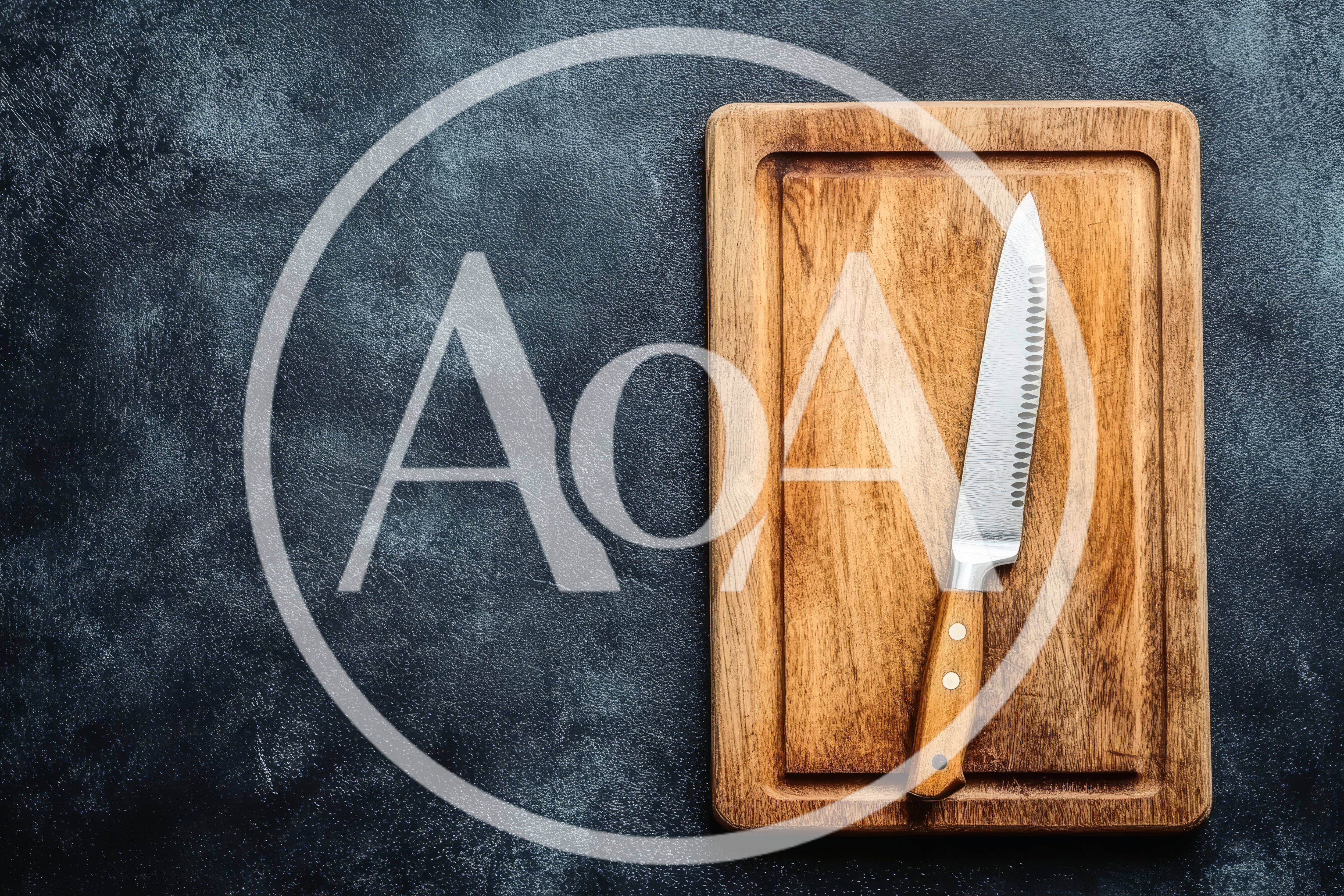 Chef Knife on Wooden Cutting Board
