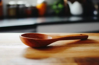Wooden Spoon Resting On A Kitchen Countertop