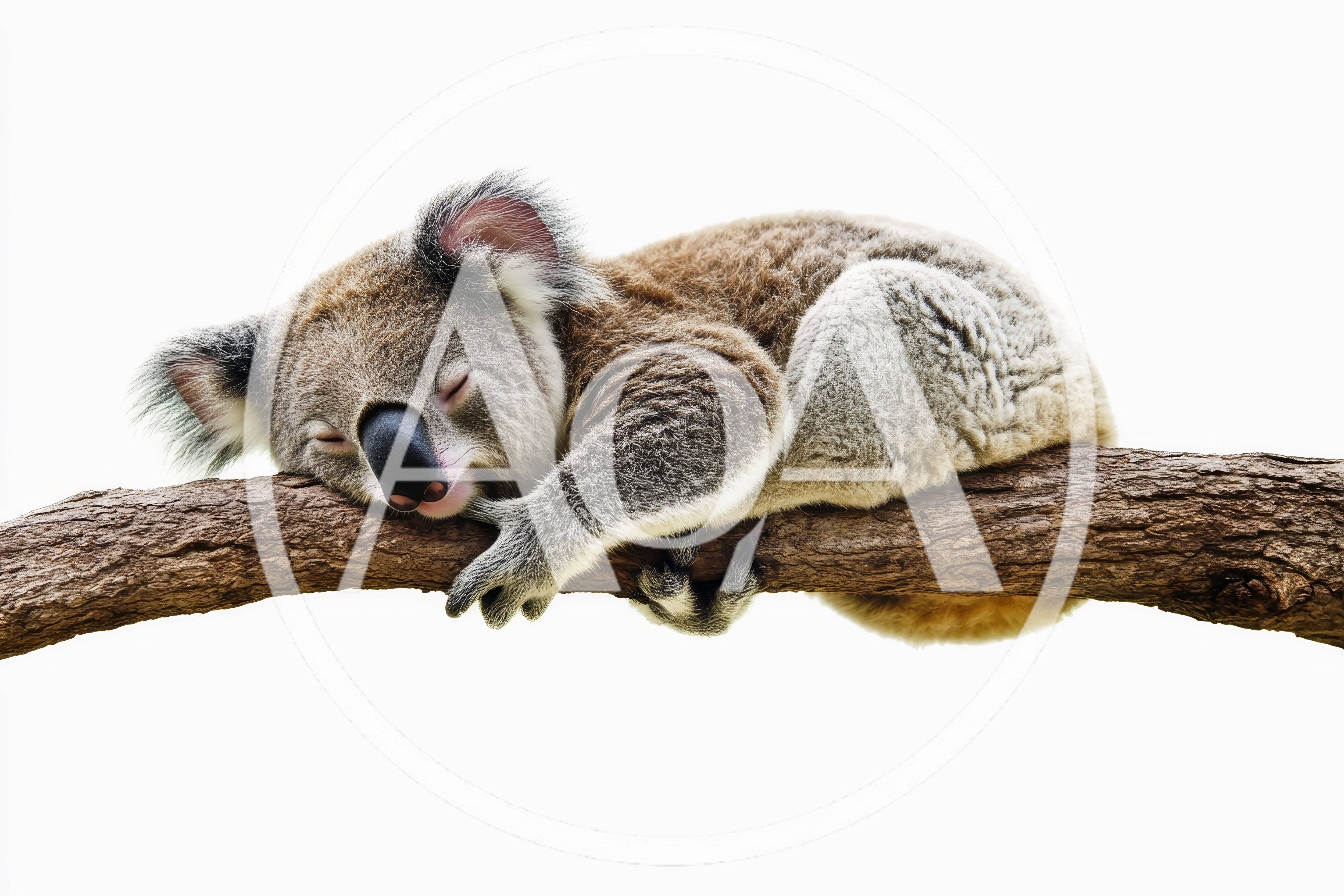 Sleeping Koala Resting On A Tree Branch
