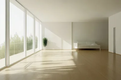 Minimalist Modern Living Room With Large Windows