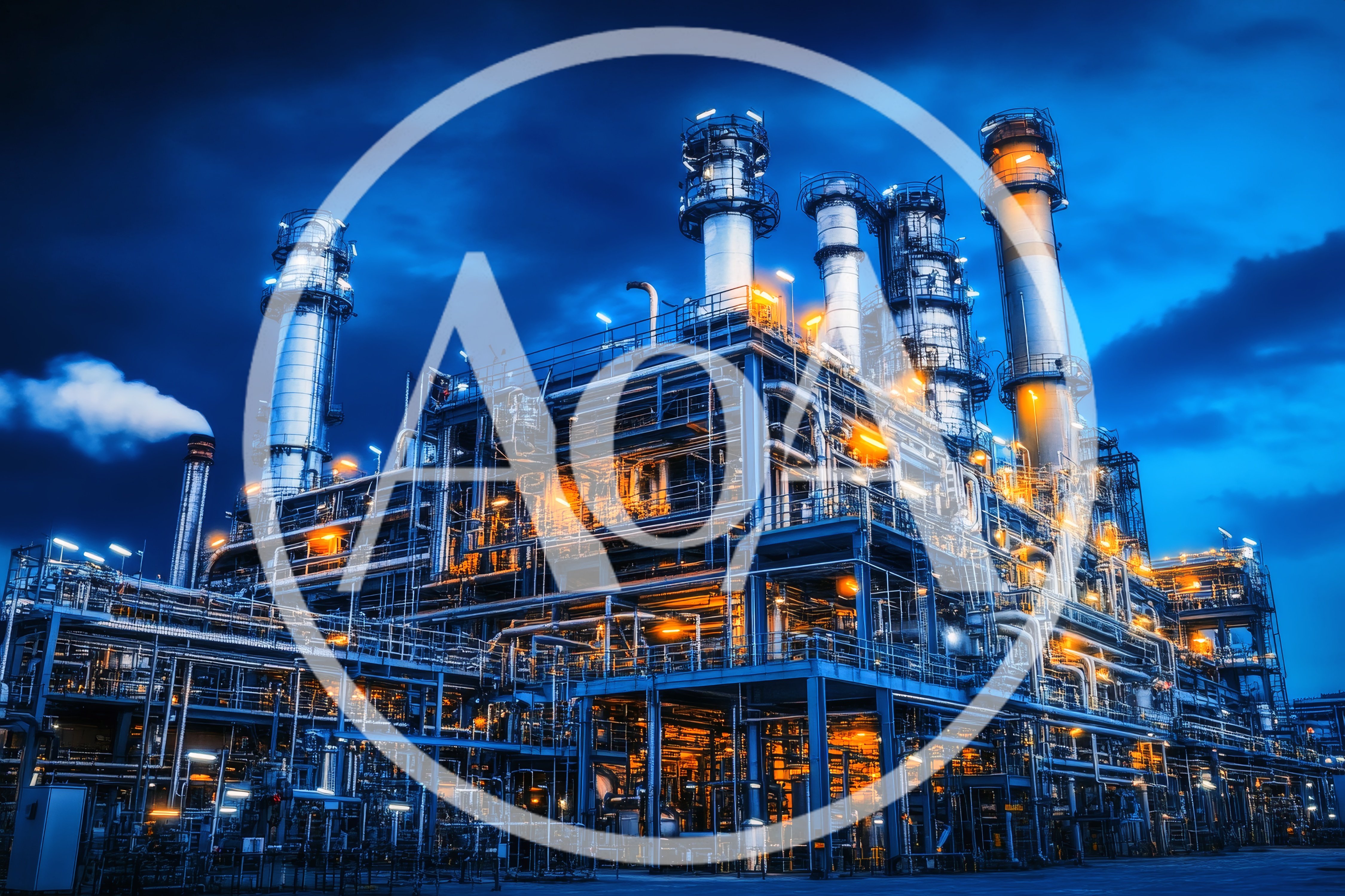 Industrial Oil Refinery Plant At Night