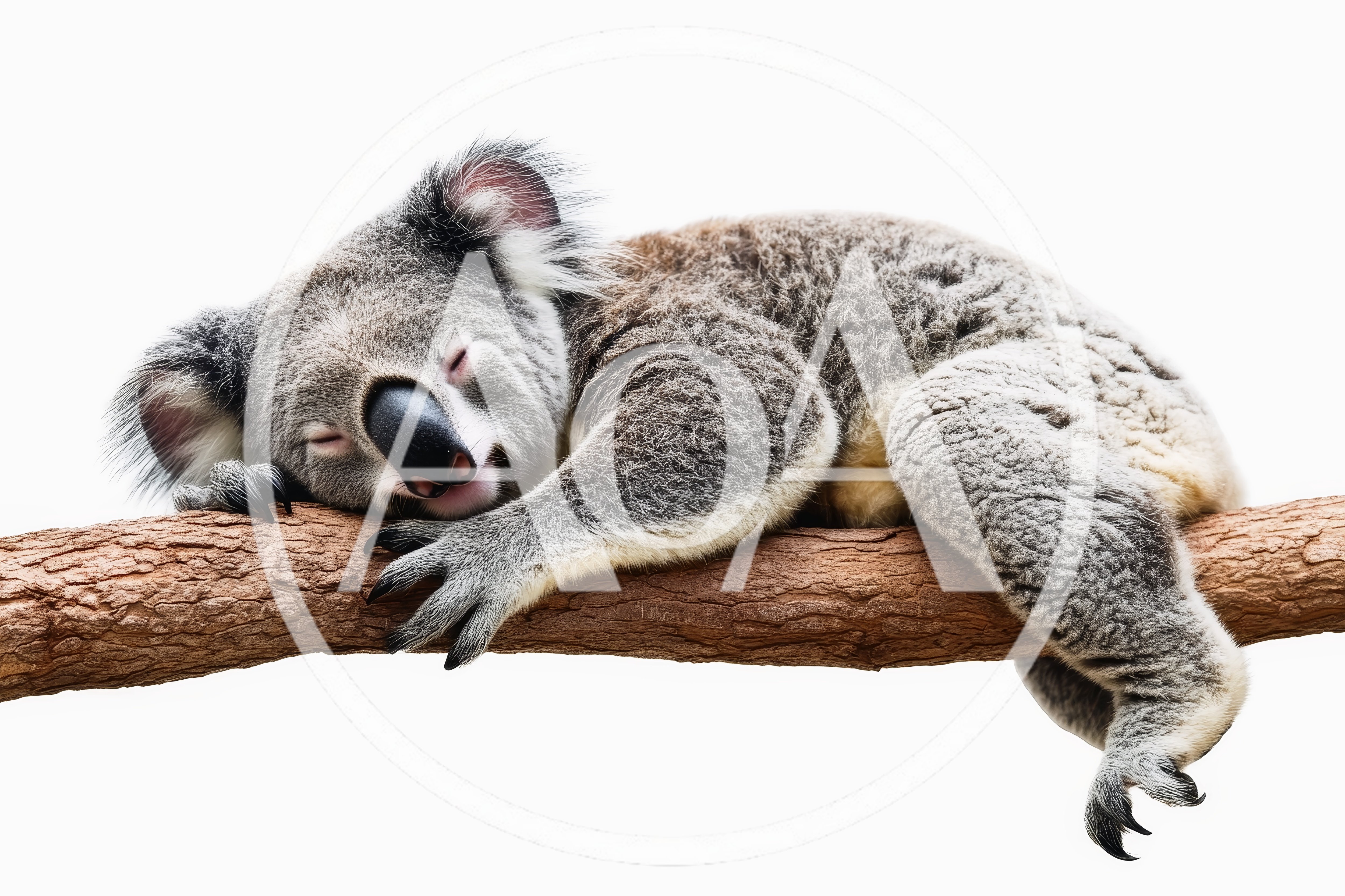 Sleeping Koala Resting On A Tree Branch