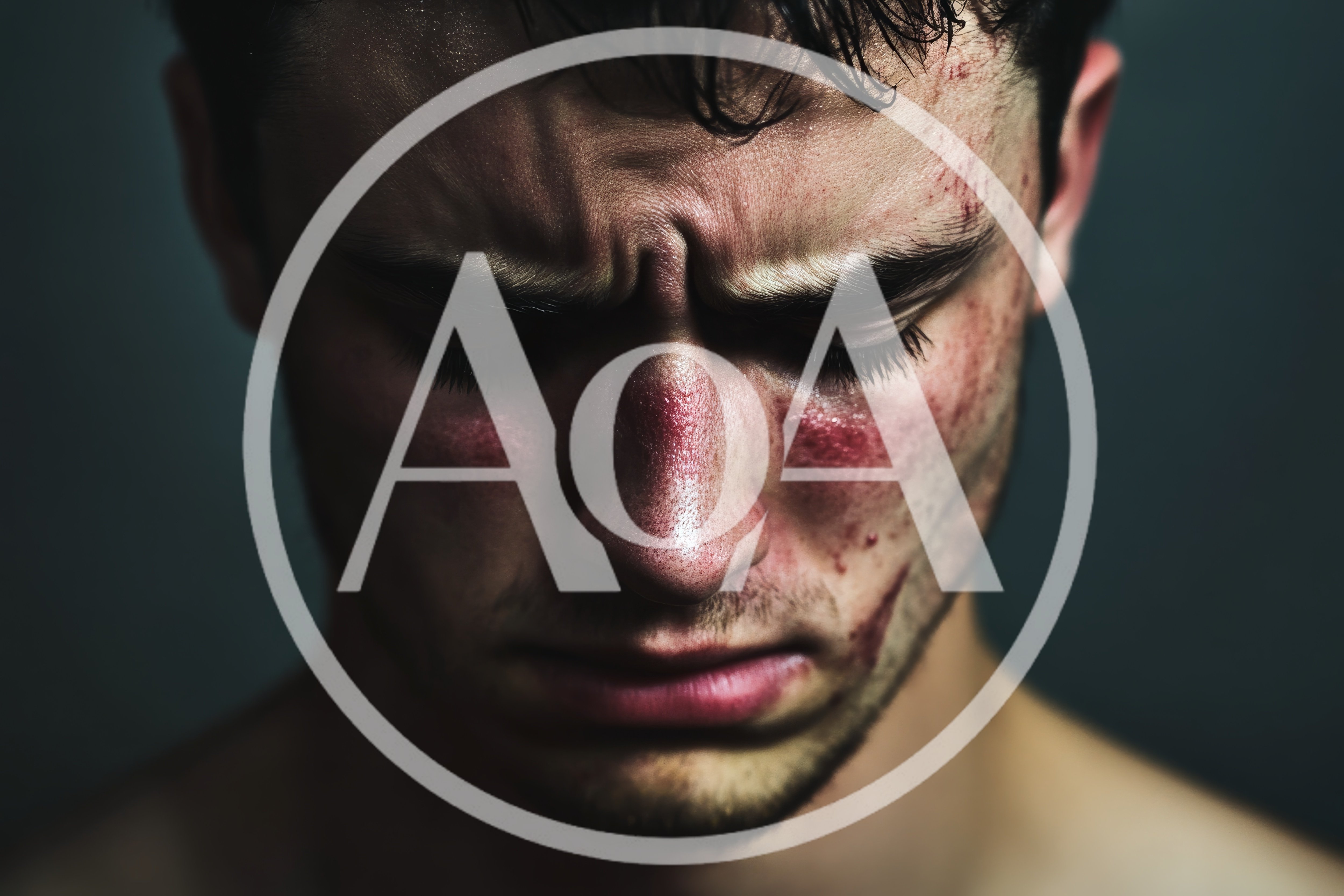 Close Up Portrait Of A Distressed Injured Young Man