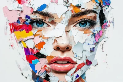 Abstract Oil Painting Of A Woman Face