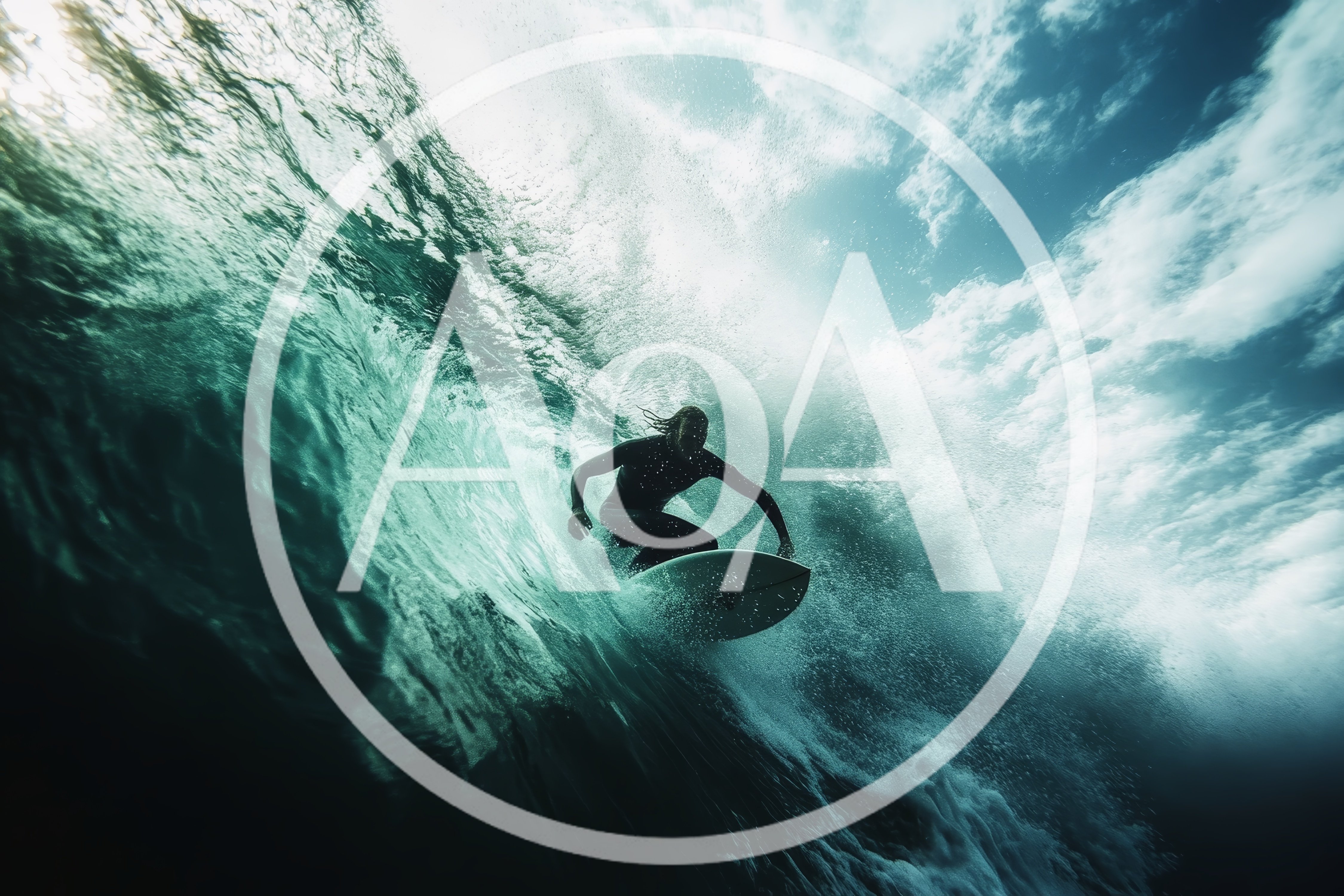 Surfer Riding Inside A Powerful Ocean Wave