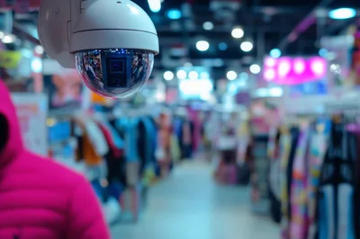 Security Surveillance Camera Inside A Retail Clothing Store