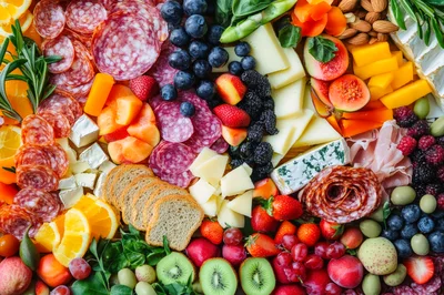 Gourmet Charcuterie Board With Assorted Meats And Fruits