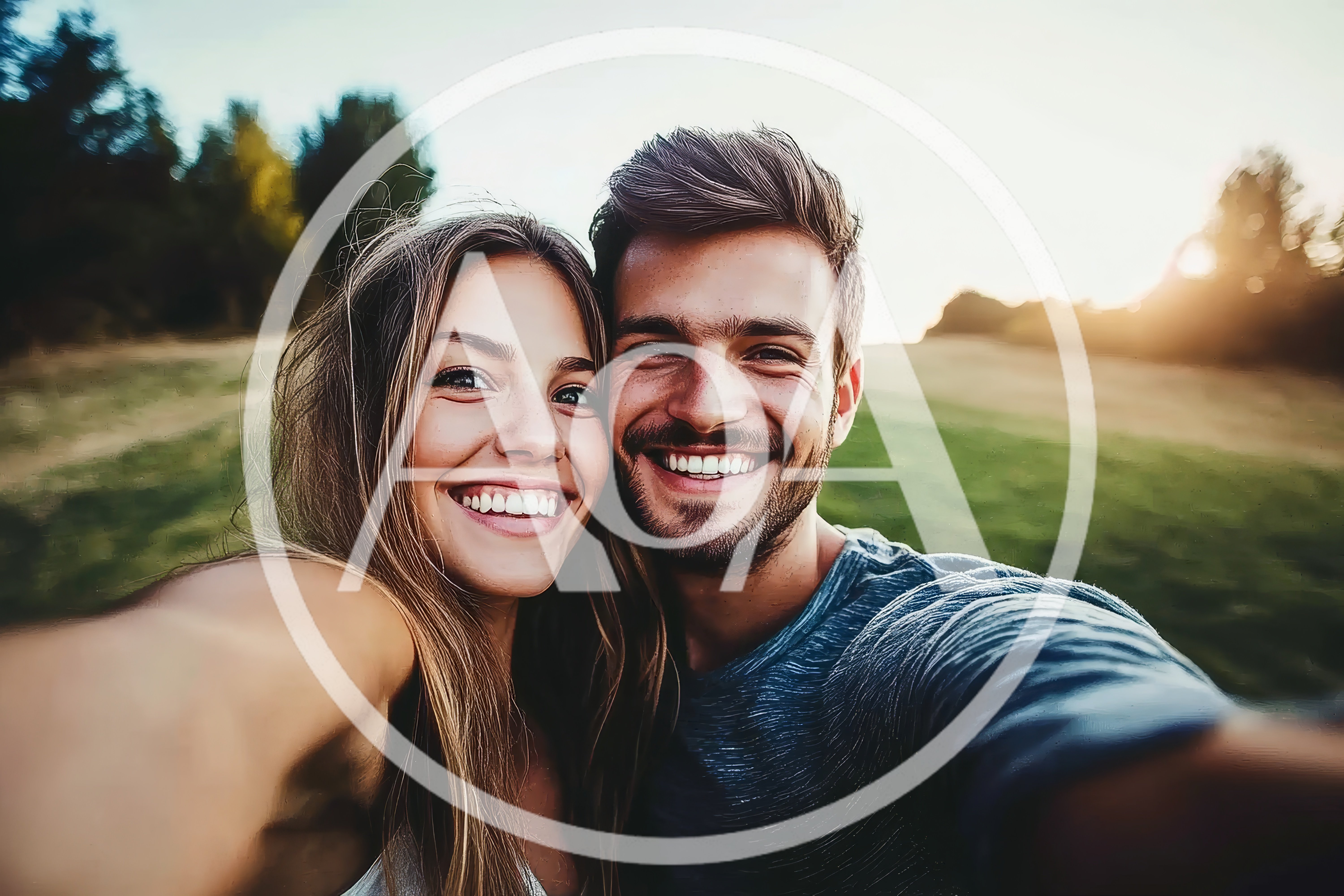 Happy Young Couple Taking A Selfie Outdoors