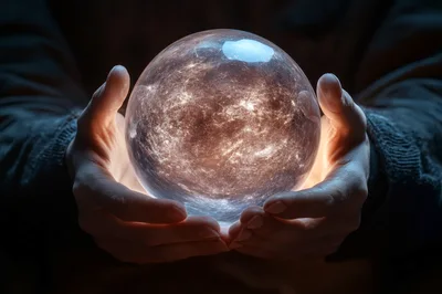 Person Holding A Glowing Crystal Ball