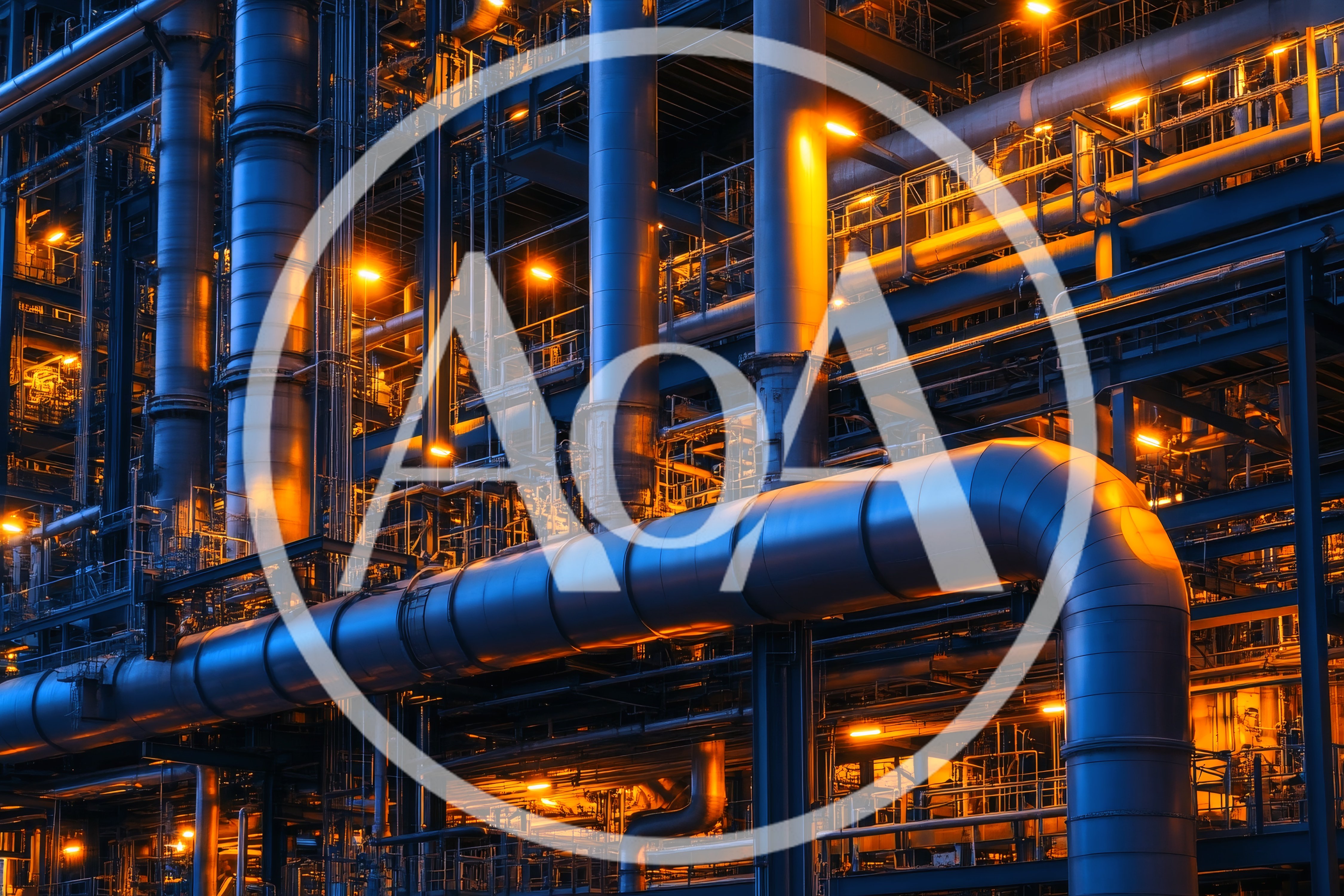 Industrial Oil Refinery Infrastructure At Night