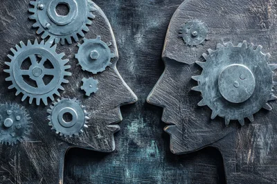 Conceptual Human Profiles With Mechanical Gears