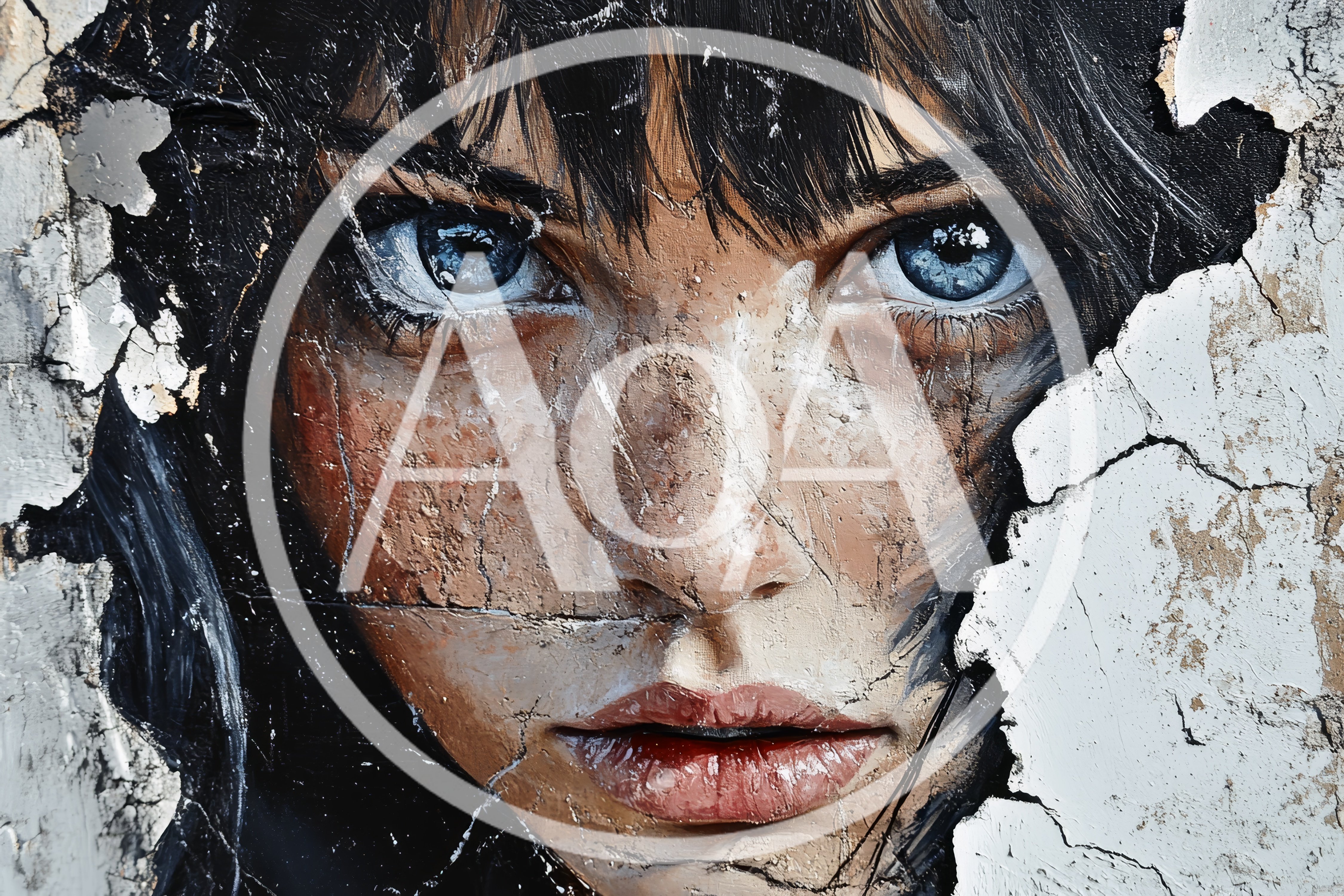 Close Up Portrait Of A Woman With Cracked Texture