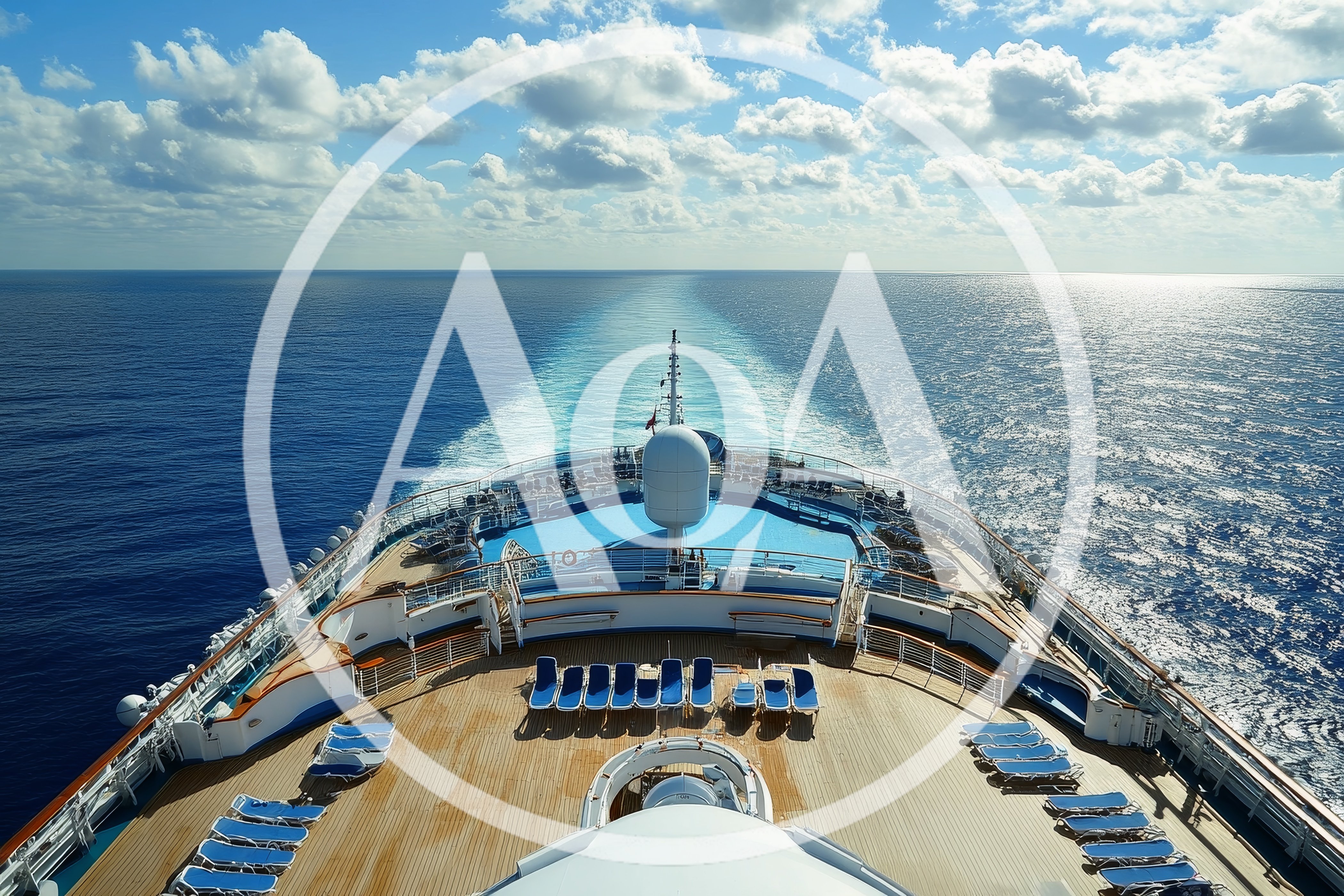 Cruise Ship Bow Sailing Across Open Ocean