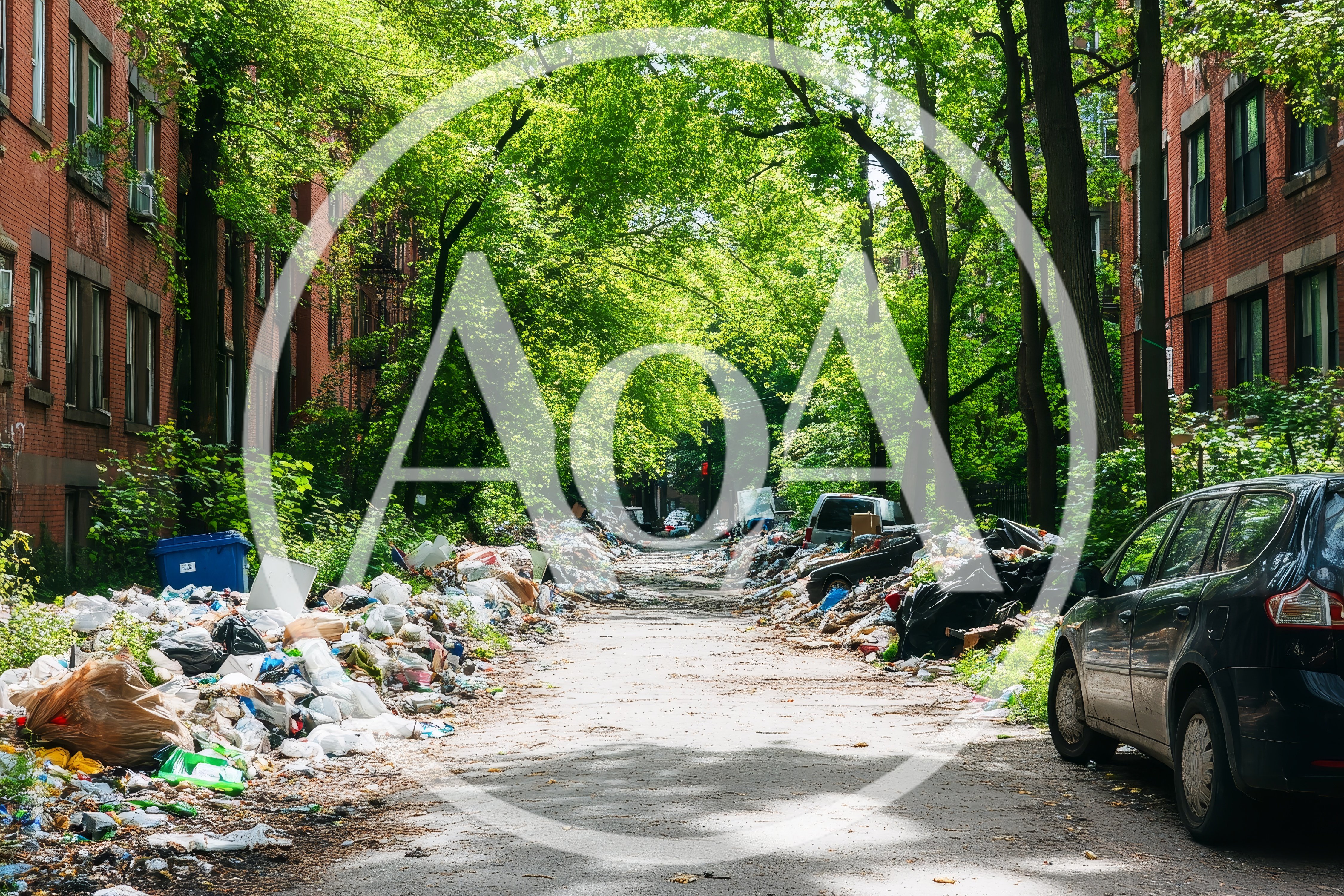 Urban Alleyway Filled With Piles Of Household Trash