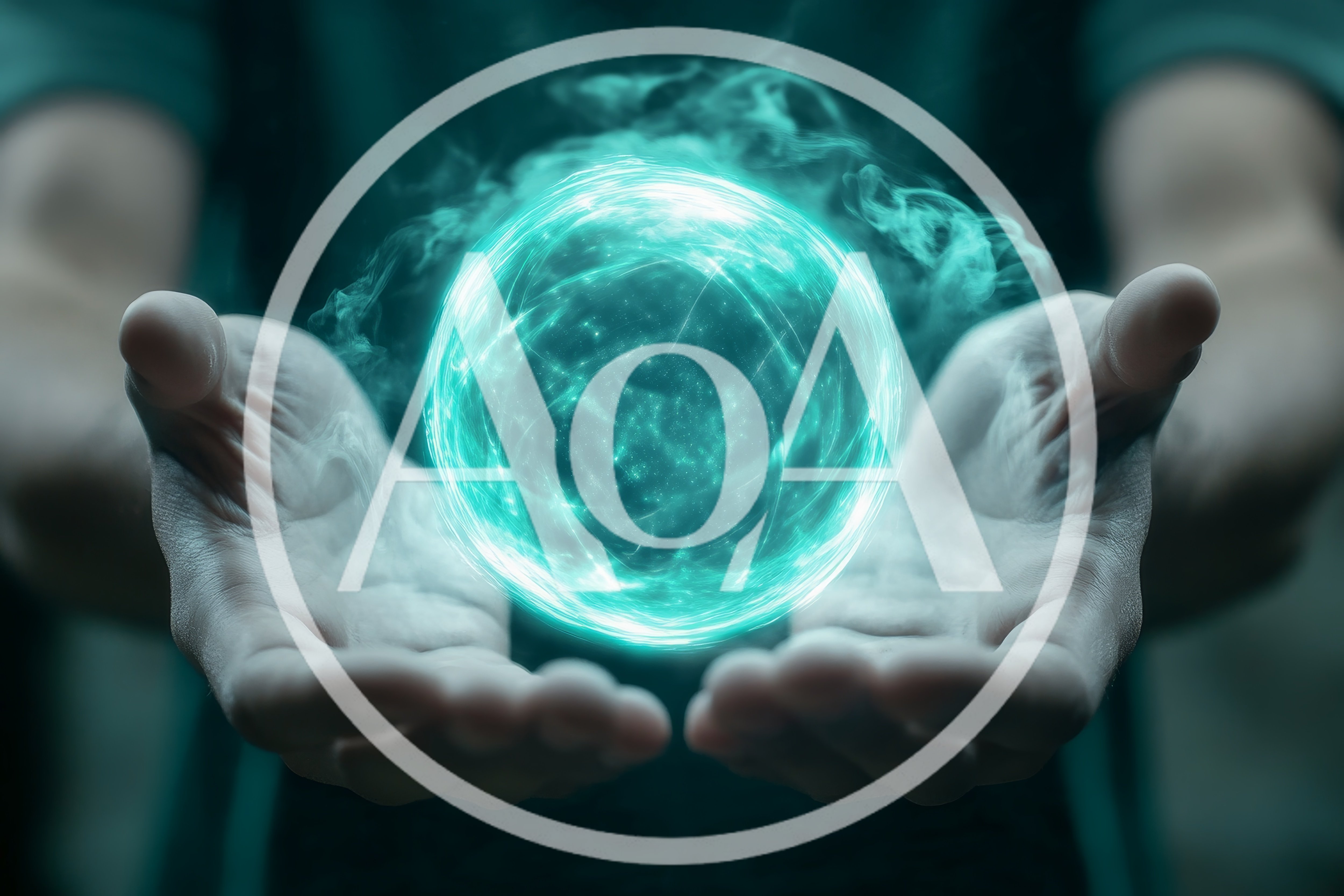 Person Holding Glowing Cyan Energy Sphere