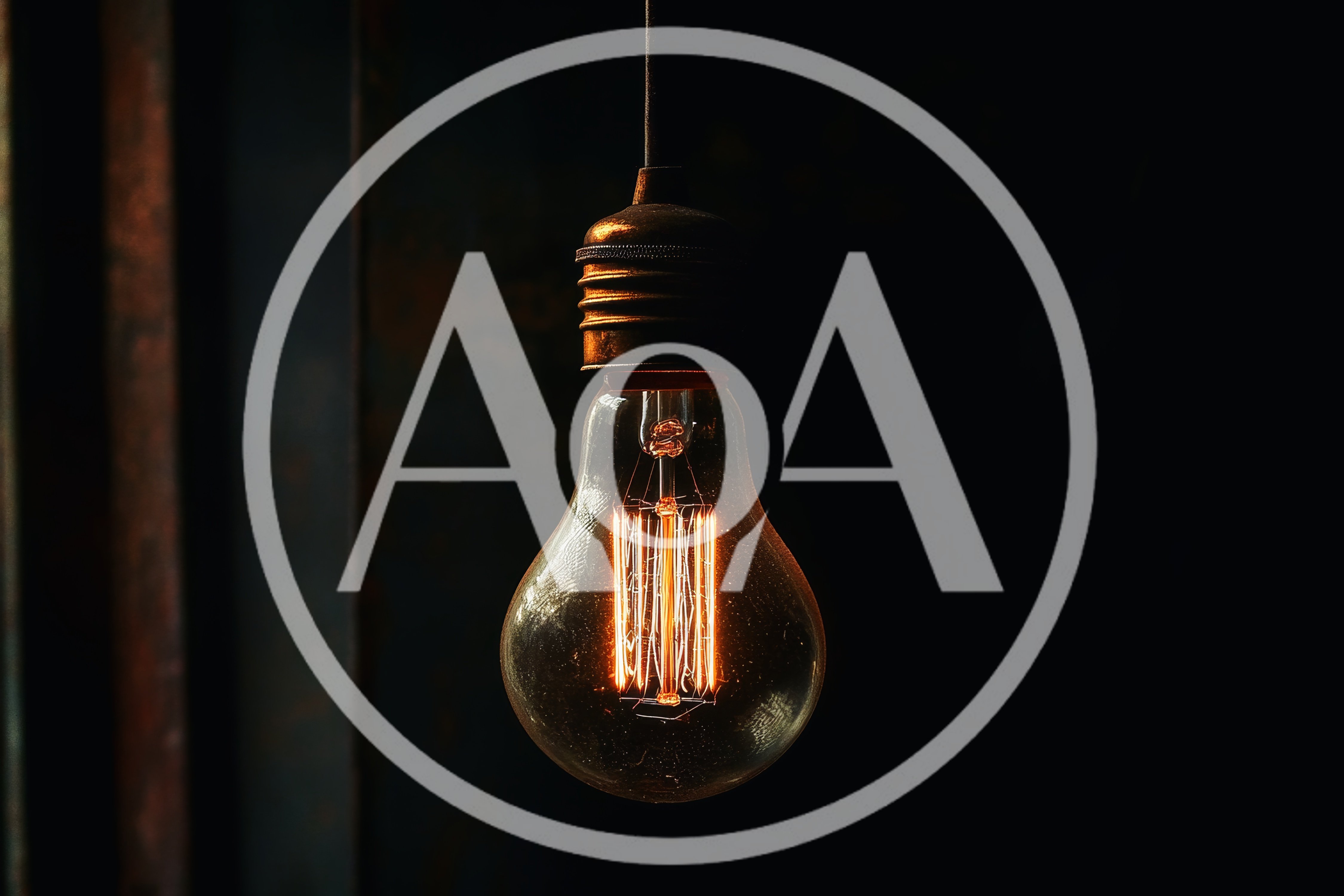 Vintage Edison Light Bulb Glowing In Dark Room