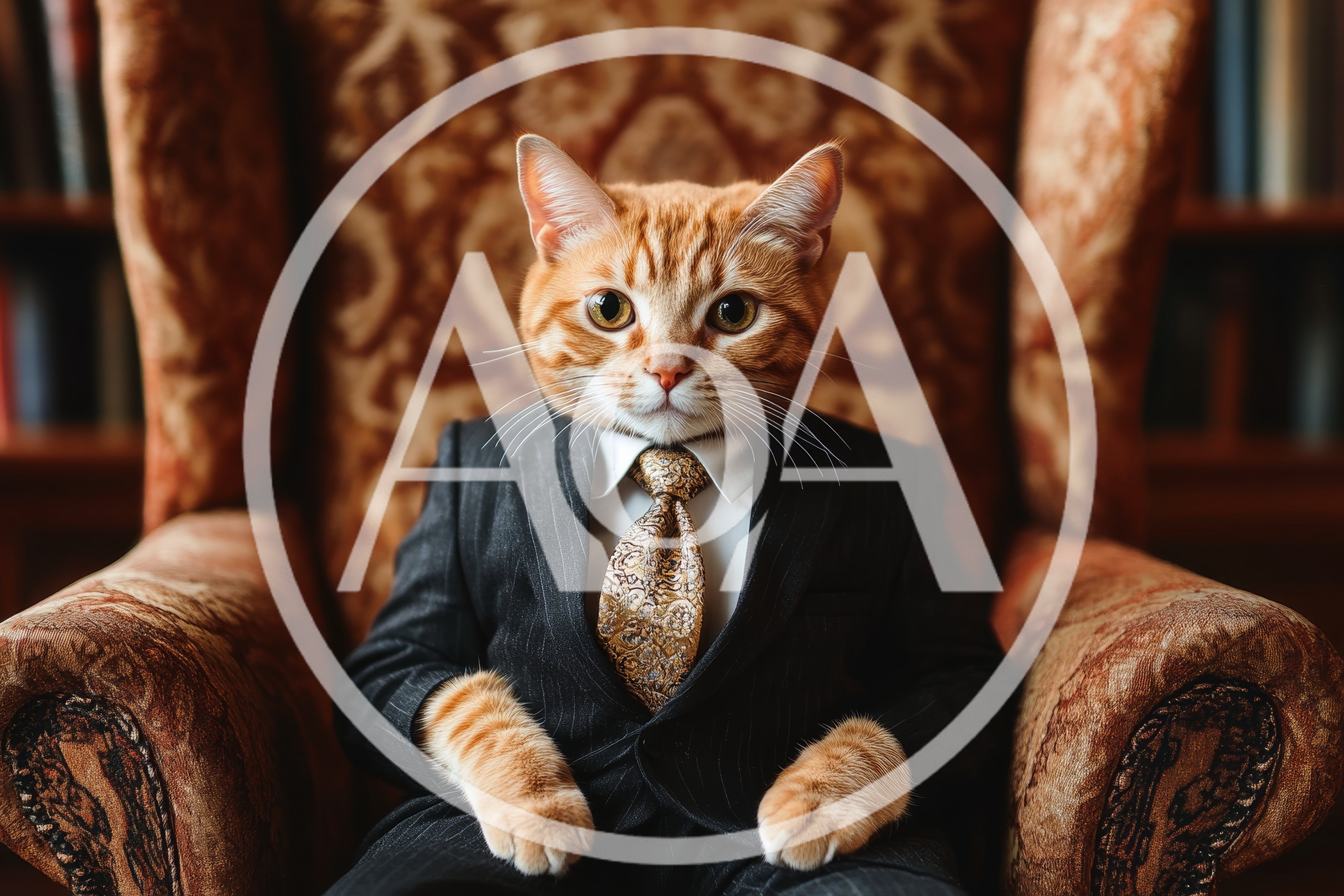 Ginger Cat Dressed In A Formal Business Suit