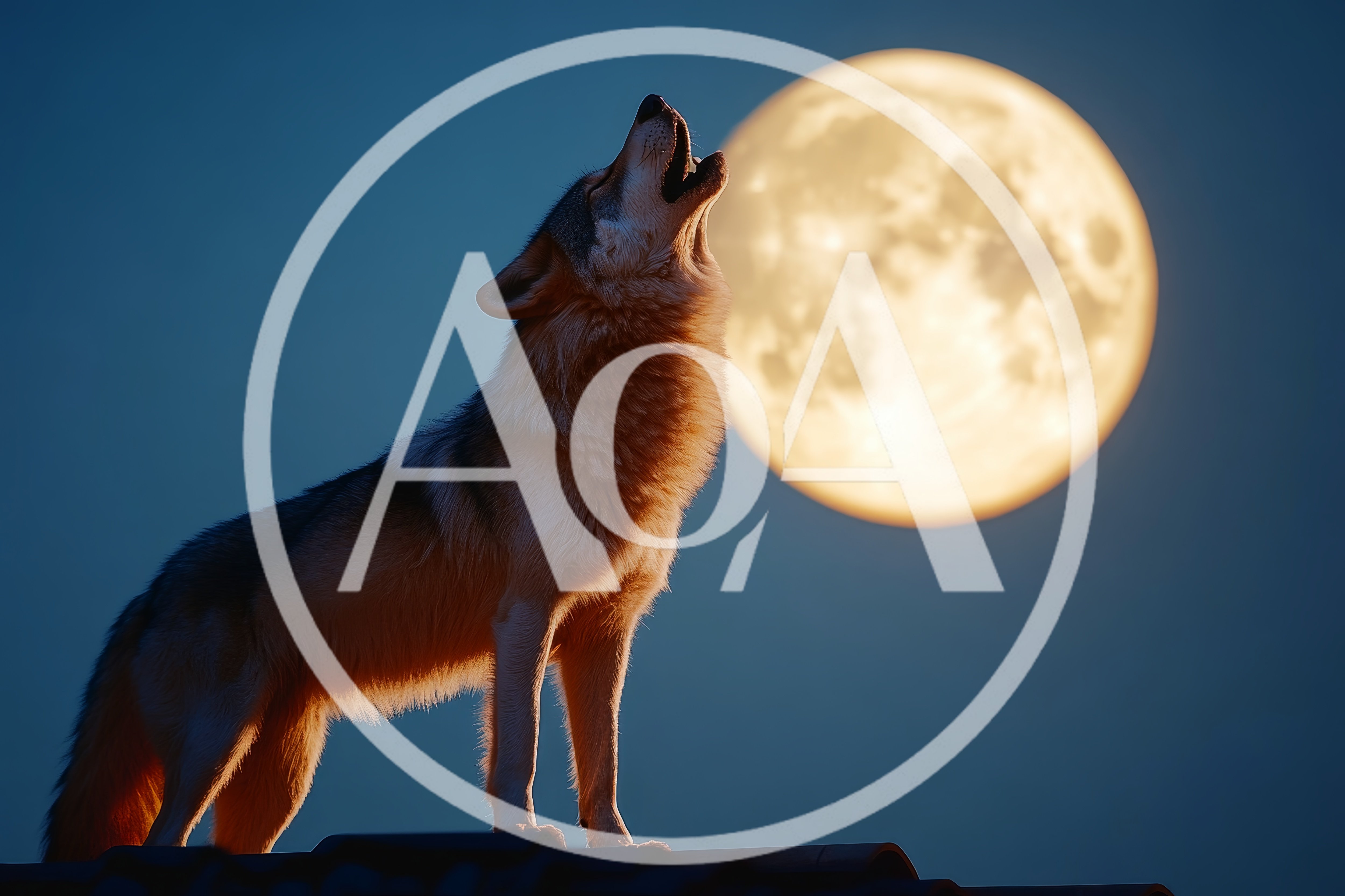 Wolf Howling At A Full Moon