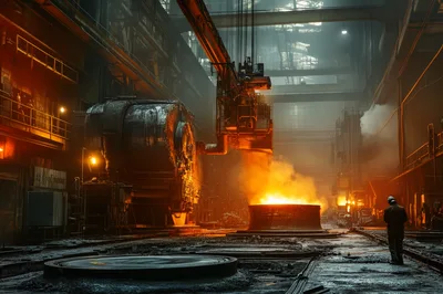 Industrial Steel Mill Molten Metal Casting Process