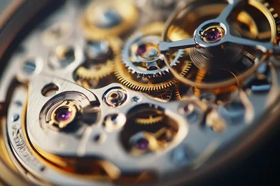 Macro View Of Intricate Mechanical Watch Movement