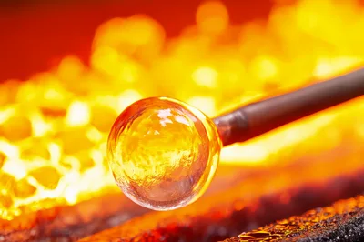 Molten Glass Gathering on a Blowpipe
