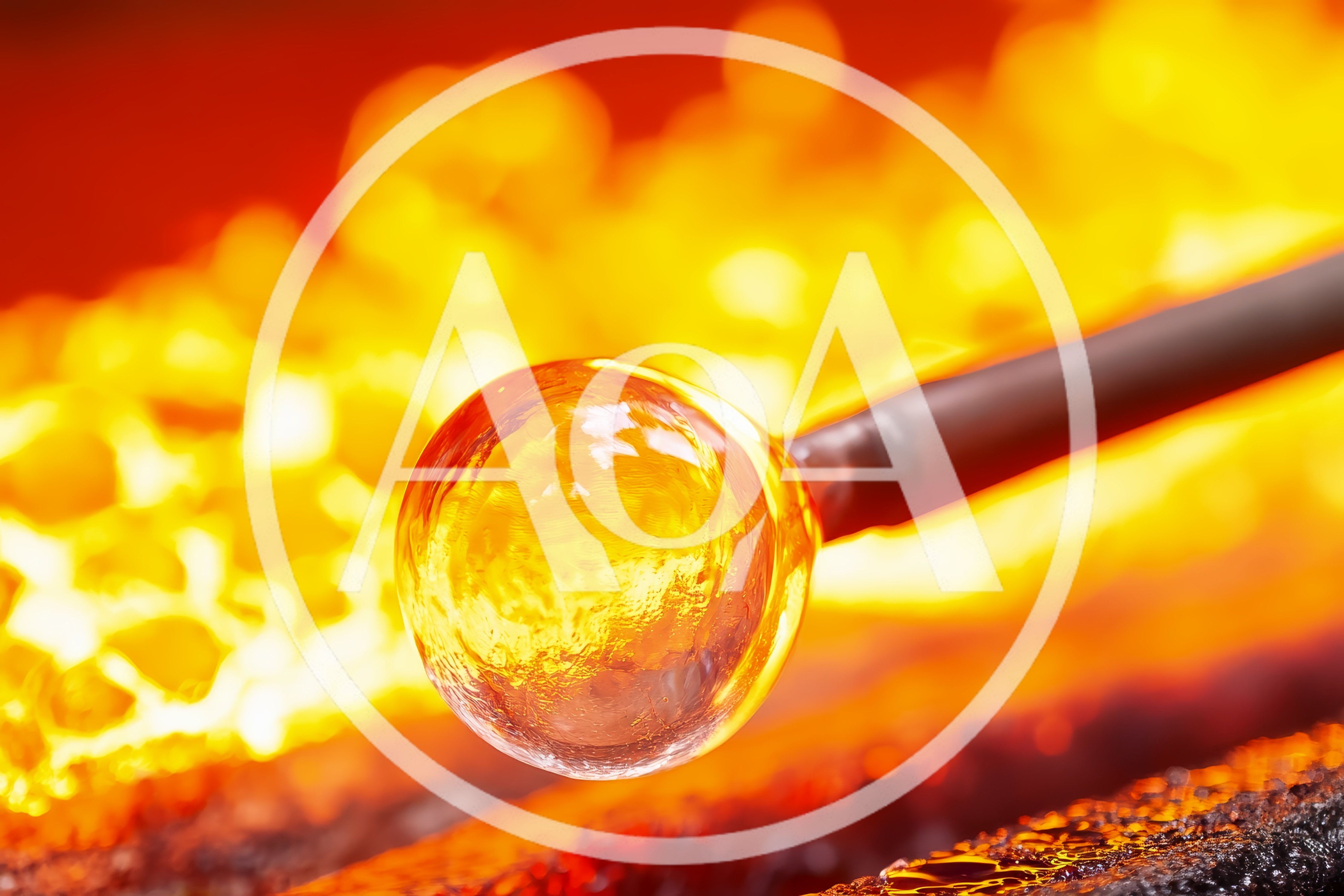 Molten Glass Gathering on a Blowpipe