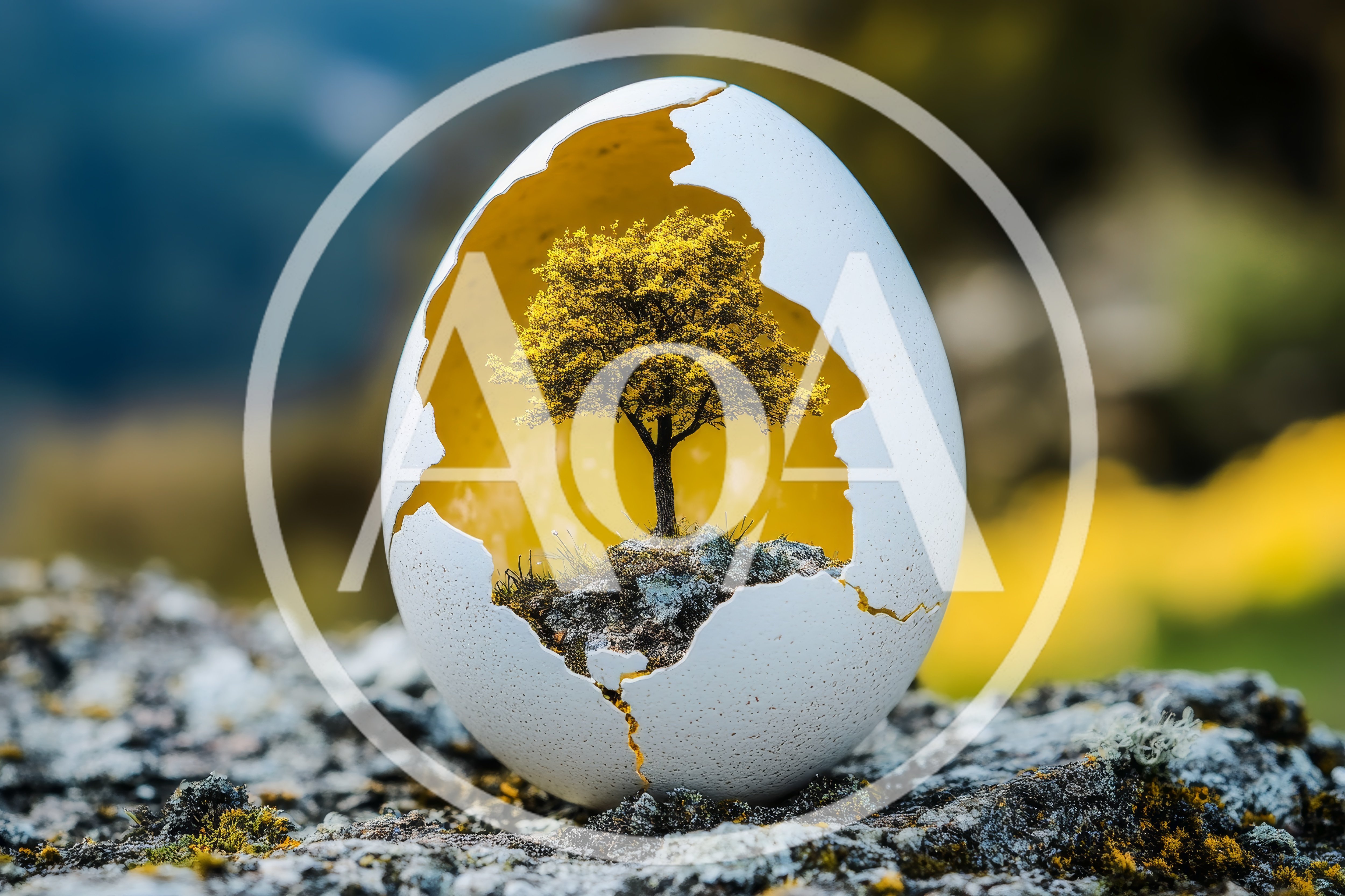 Small Tree Growing Inside A Cracked White Egg