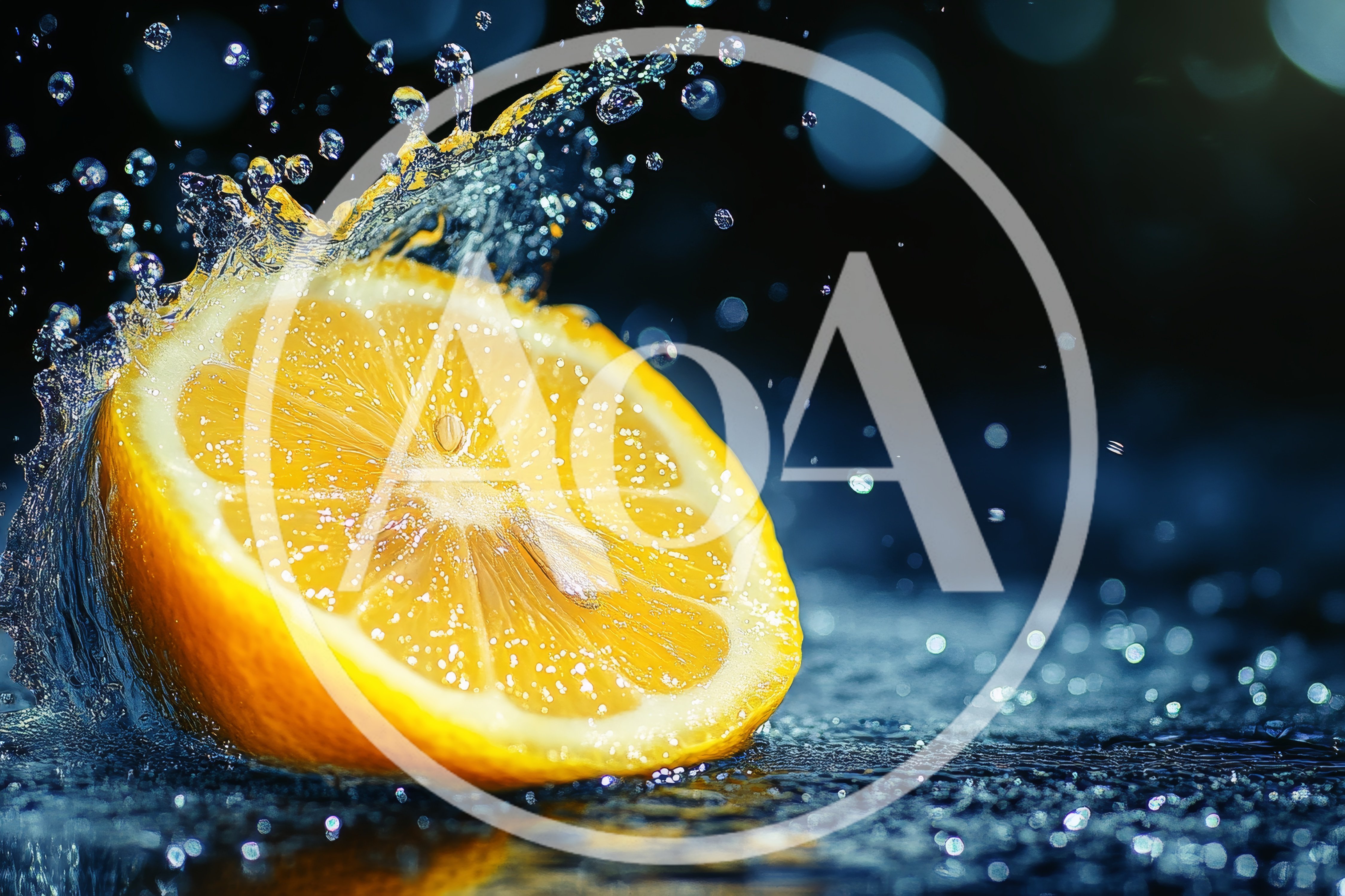 Fresh Lemon Half Splashing In Water