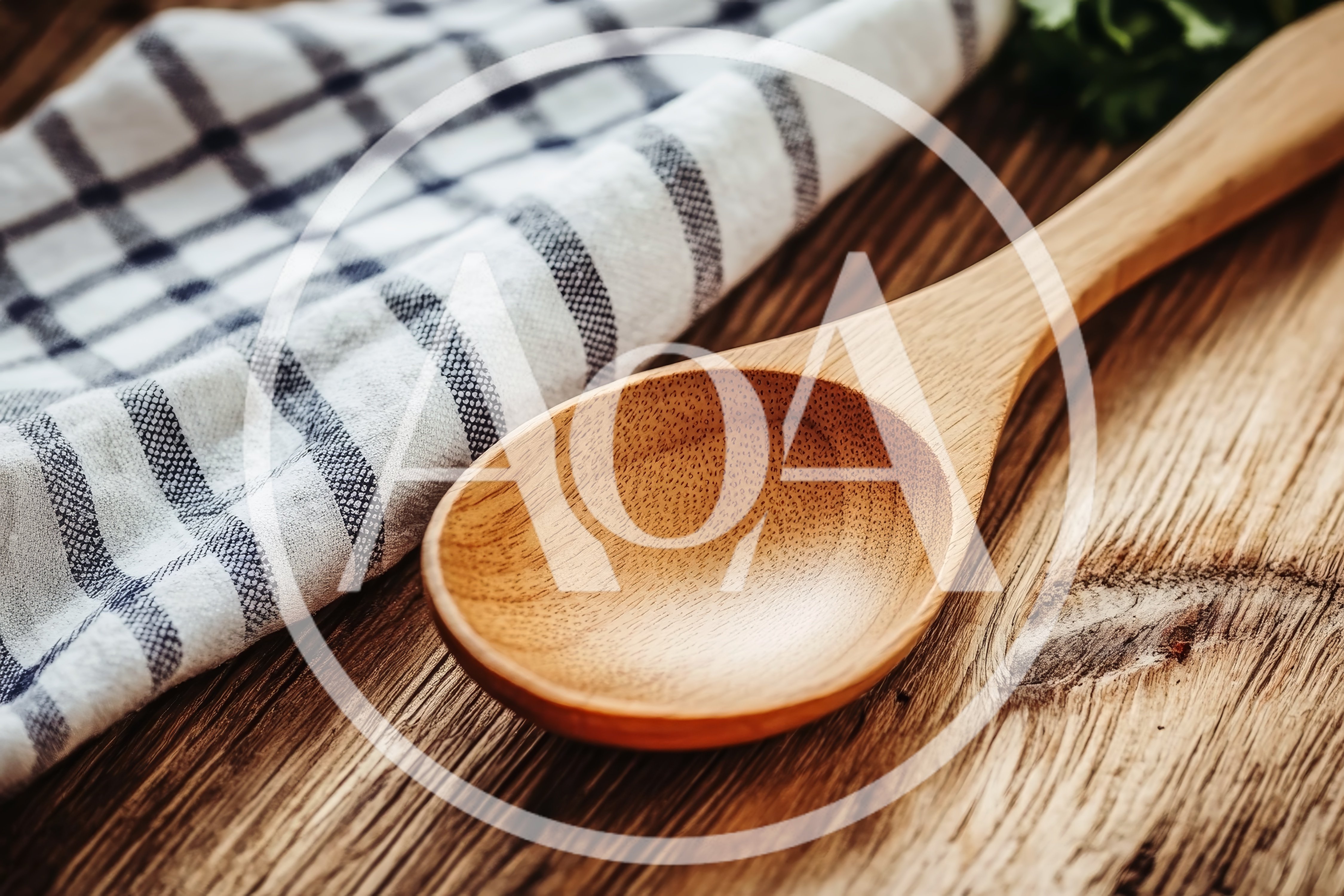 Wooden Spoon Resting On A Rustic Kitchen Table