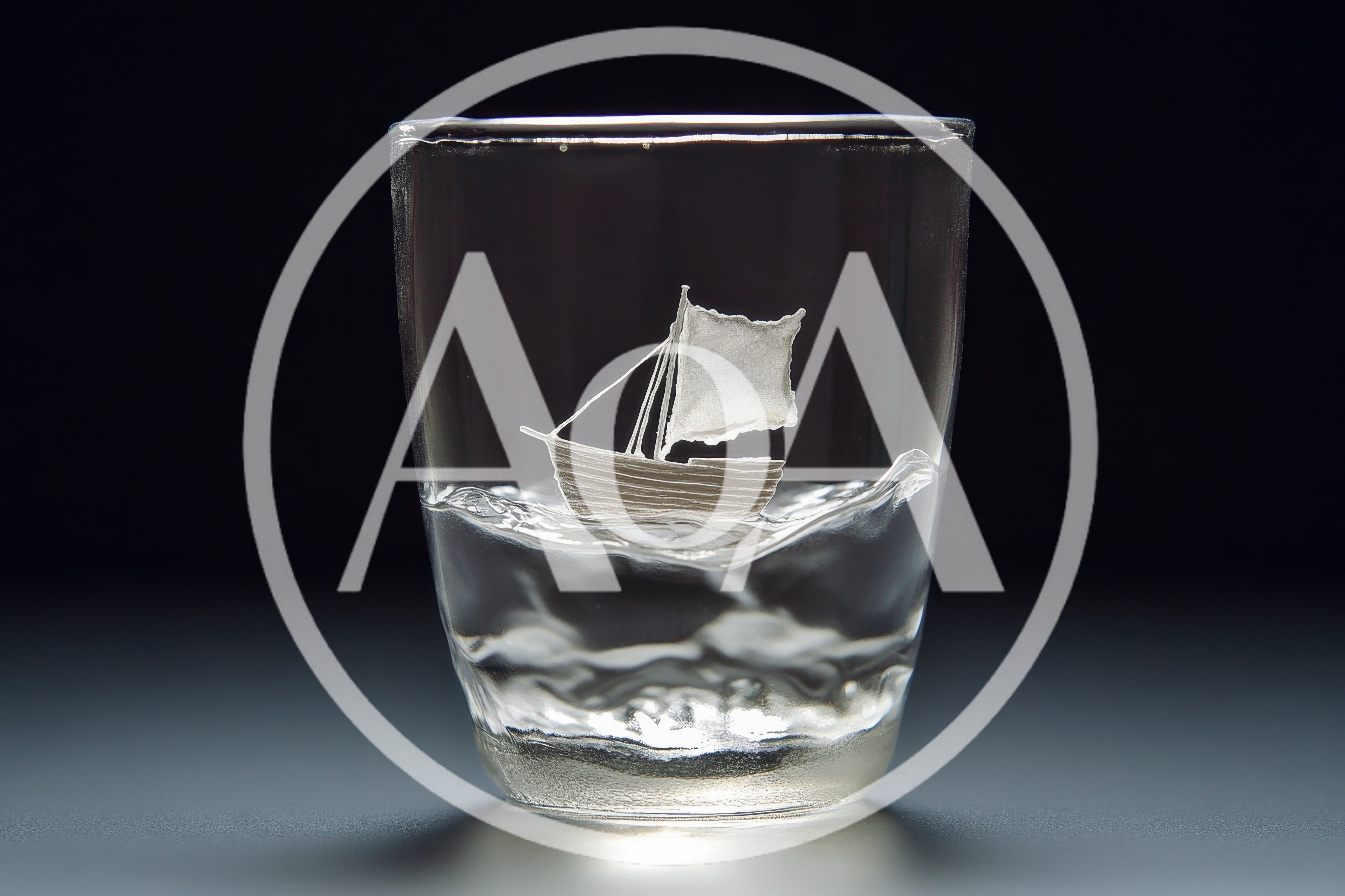 Small Sailboat Figurine Inside A Clear Glass