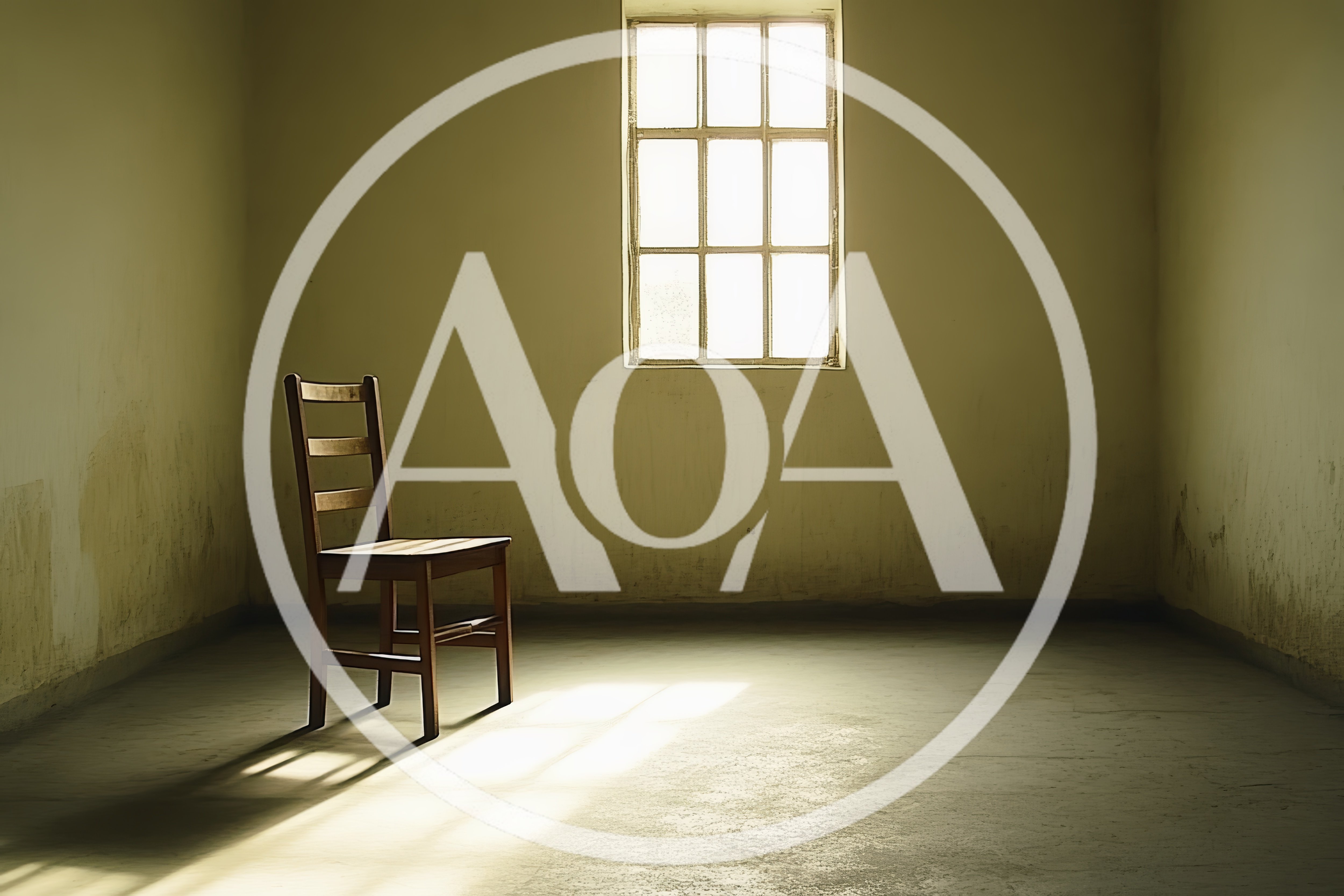 Single Wooden Chair In A Dim Empty Room