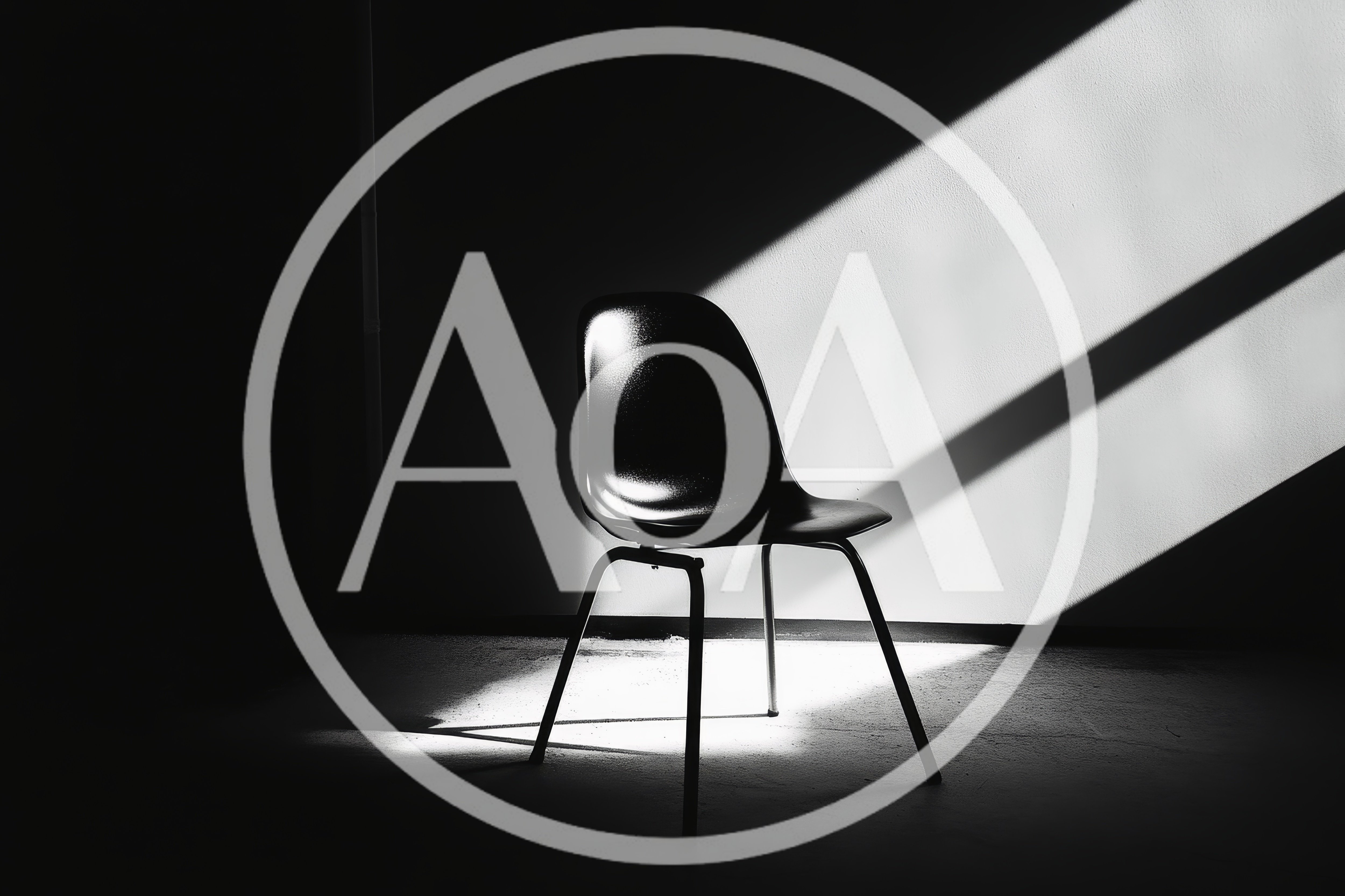 Minimalist Black Chair In Dramatic Light And Shadow